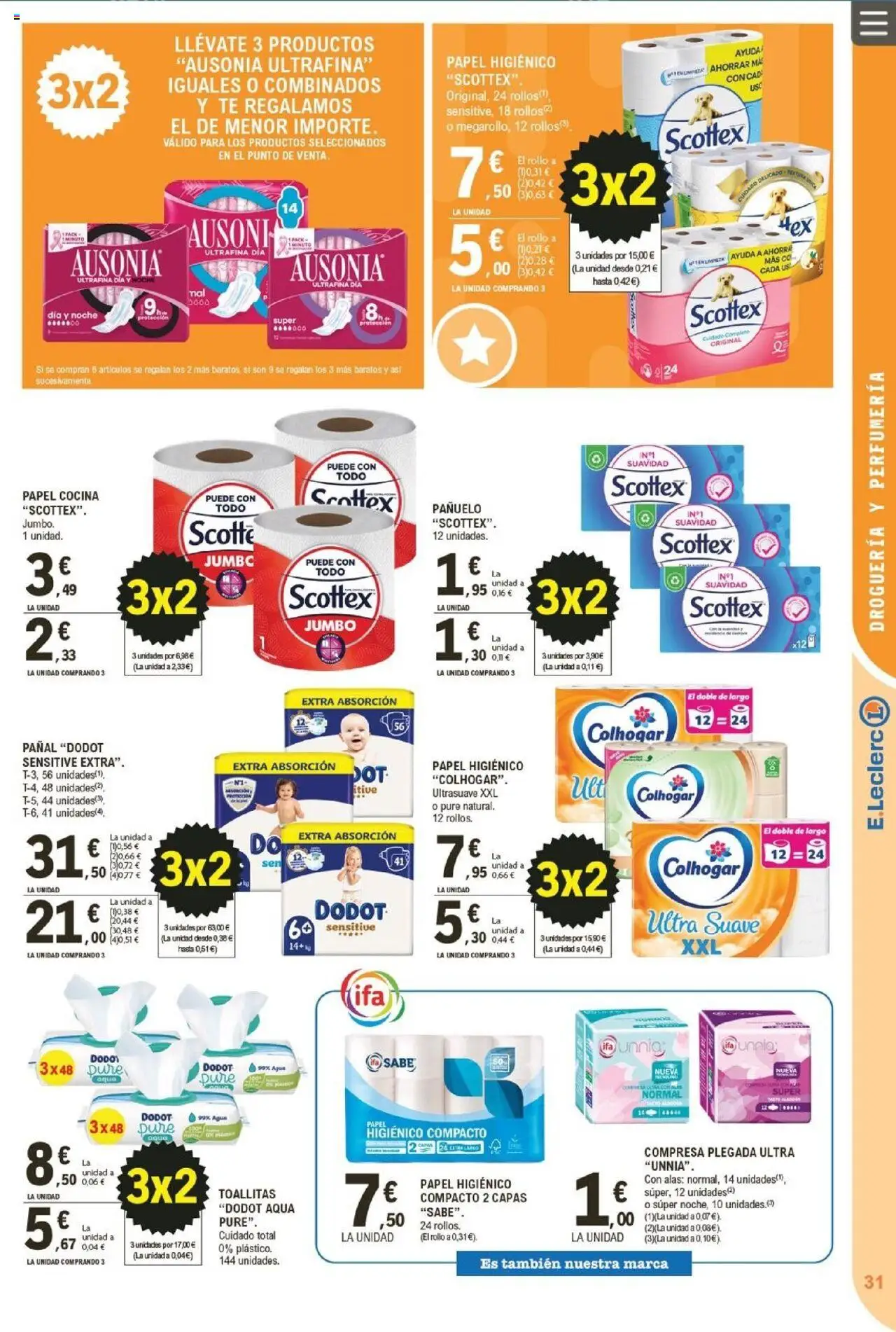 E.Leclerc folleto │ válido desde el 22.10.2025 | Página: 31 | Productos: Pañuelo, Papel higienico, Té, Cocina