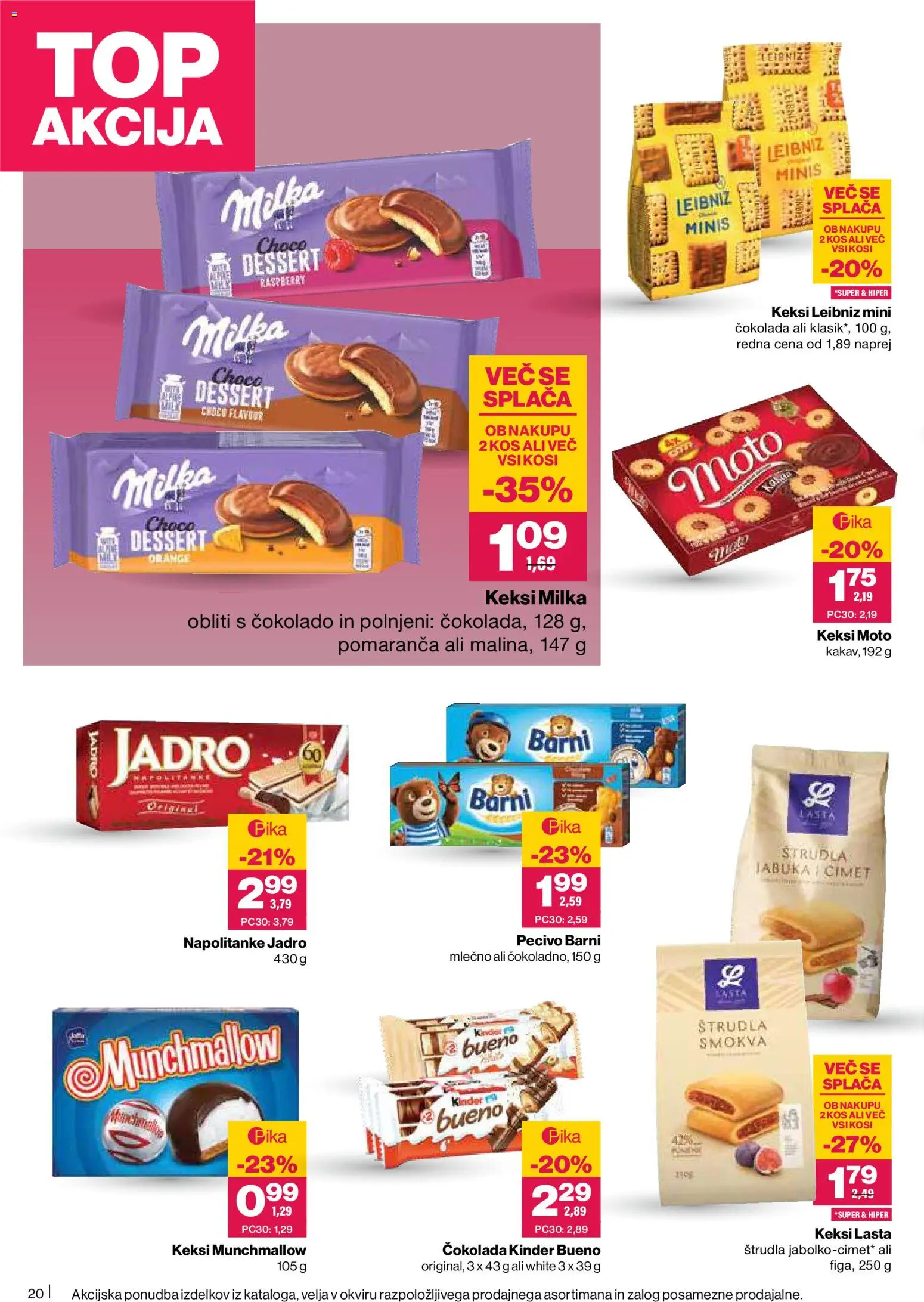 Novi Mercator katalog ponudbe – veljaven od 15.01.2026 | Stran: 20 | Izdelki: Napolitanke, Keksi, Kos, Cokolada