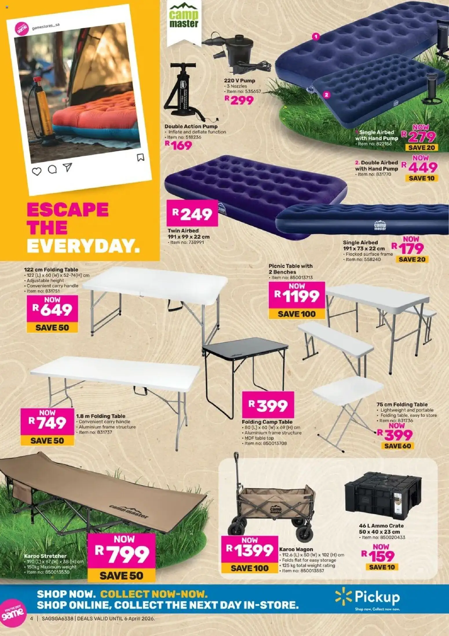 New Game catalogue – valid from 05.03.2026 | Page: 4 | Products: Frame, Crate, Table