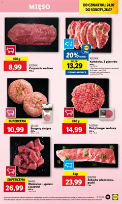 Lidl Gazetka od 24.07.2025 | Strona: 27 | Produkty: Burger wołowy, Mięso, Carpaccio wołowe, Wołowina