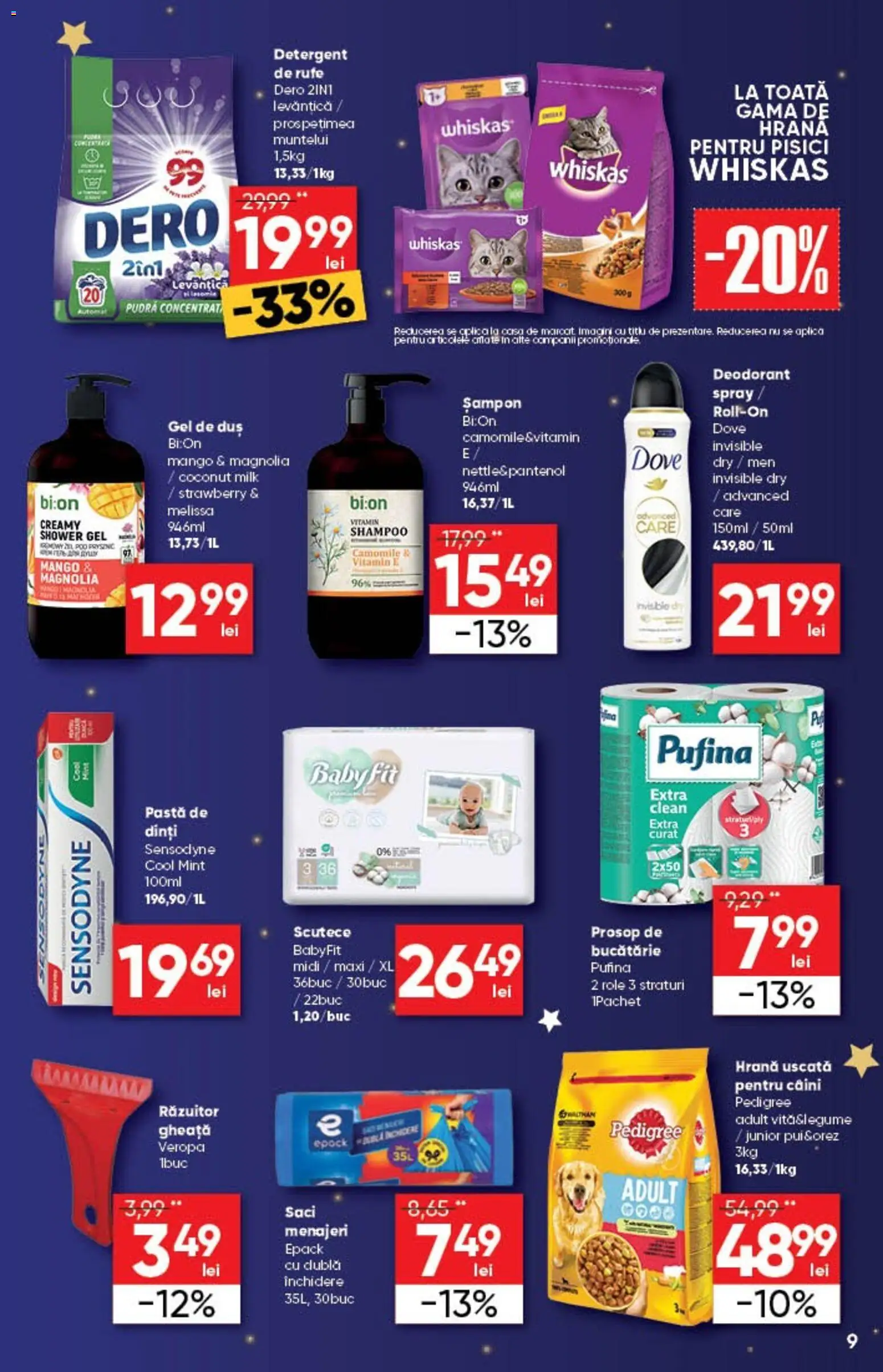 Noul catalog Profi – valabil de la 26.12.2025 | Pagină: 9 | Produse: Hacıyatmaz Kedi Oyuncağı, Deodorant, Detergent, Scutece