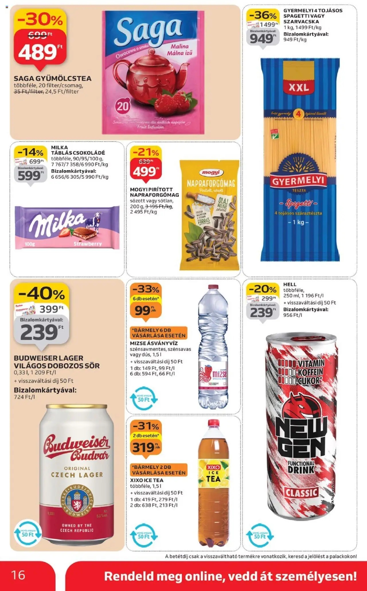 Auchan akciós ujság - amely érvényes a következő dátumtól: 02.10.2025 | Oldal: 16 | Termékek: Málna, Napraforgómag, Gyümölcstea, Ásványvíz