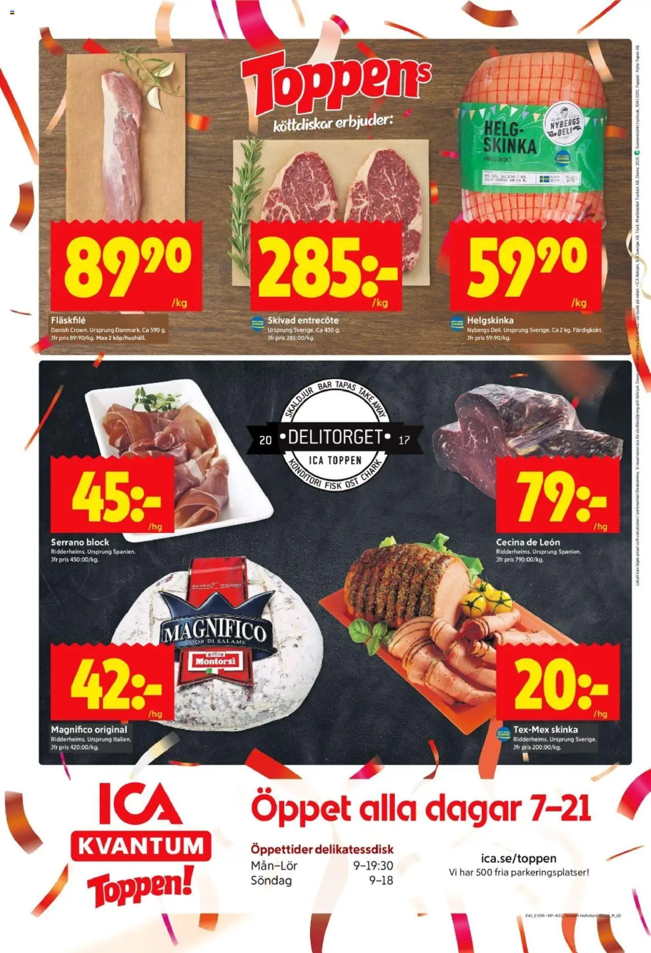 ICA Kvantum reklamblad aktuell från 20.10.2025 | Sida: 12 | Produkter: Entrecote, Skinka, Papper