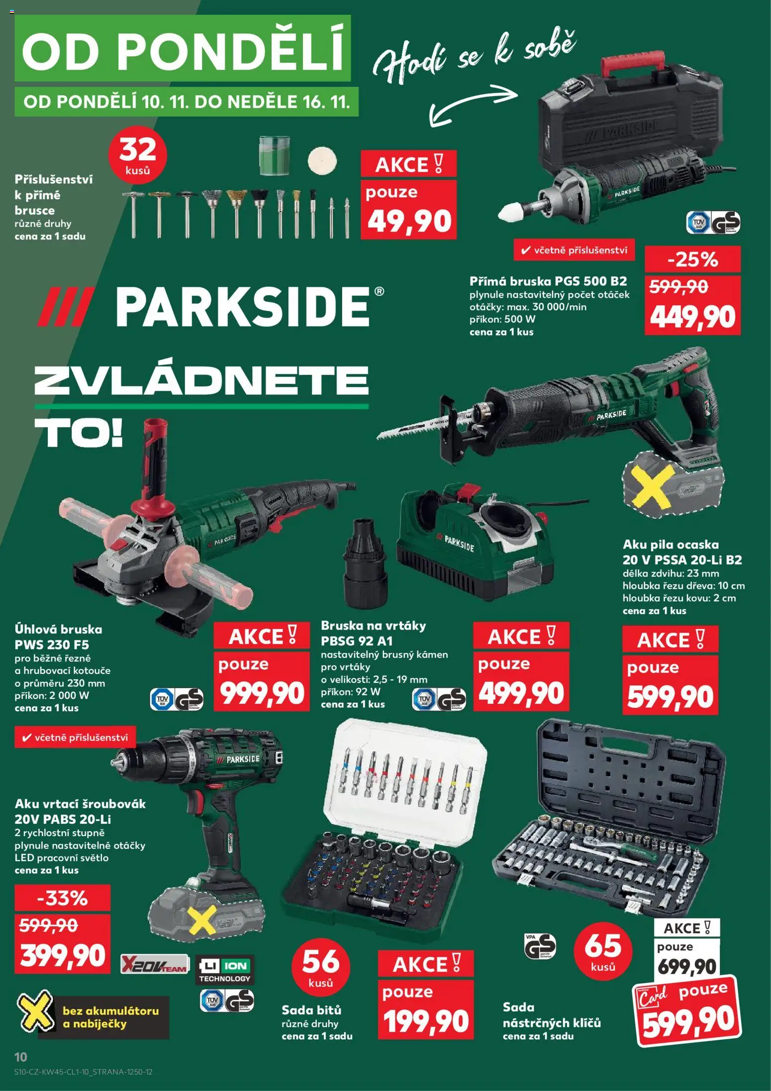Kaufland leták - Brno od 05.11.2025 | Strana: 10 | Produkty: Šroubovák, Bruska, Přímá bruska, Pila