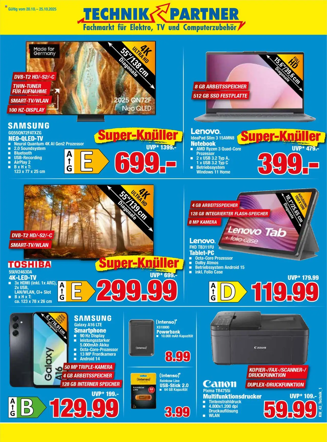 HERKULES Technik Partner – gültig ab 20.10.2025 | Seite: 1 | Produkte: Lenovo, Notebook, Smartphone, Powerbank