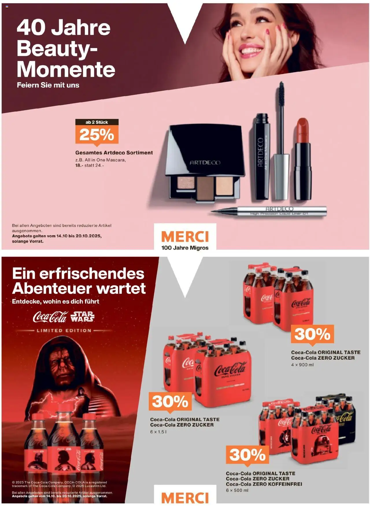 Migros Magazin – gültig ab 13.10.2025 | Seite: 26 | Produkte: Coca Cola, Zucker, Mascara