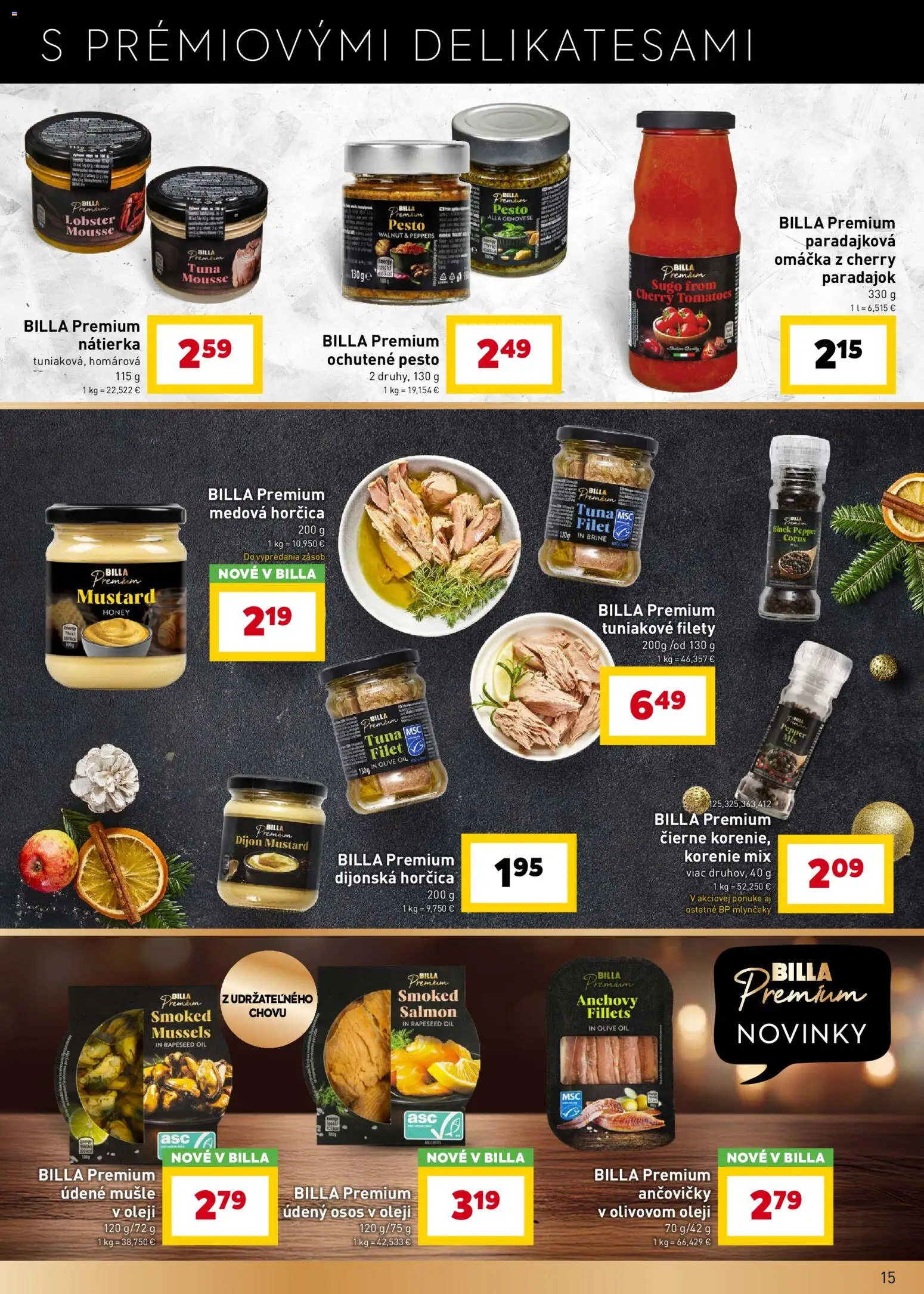 Nové Billa akcie – leták je platný od 19.11.2025 | Strana: 15 | Produkty: Korenie, Omáčka