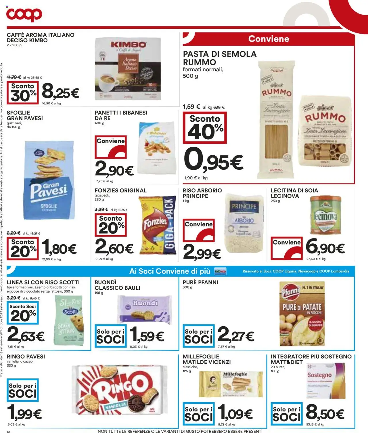 Volantino COOP del 18.09.2025 | Pagina: 10 | Prodotti: Caffè, Biscotti, Patate, Pasta