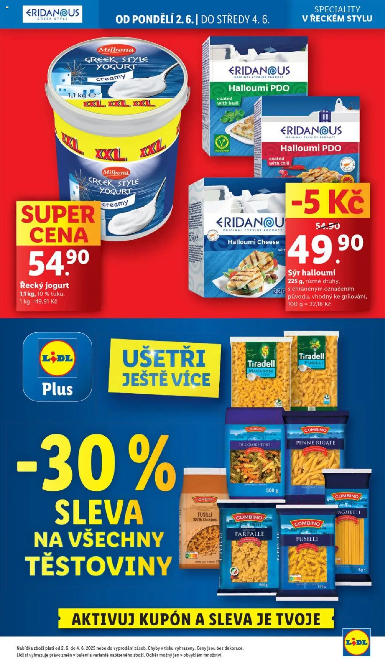 Lidl leták od 02.06.2025 | Strana: 3 | Produkty: Penne, Grilování, Jogurt, Halloumi