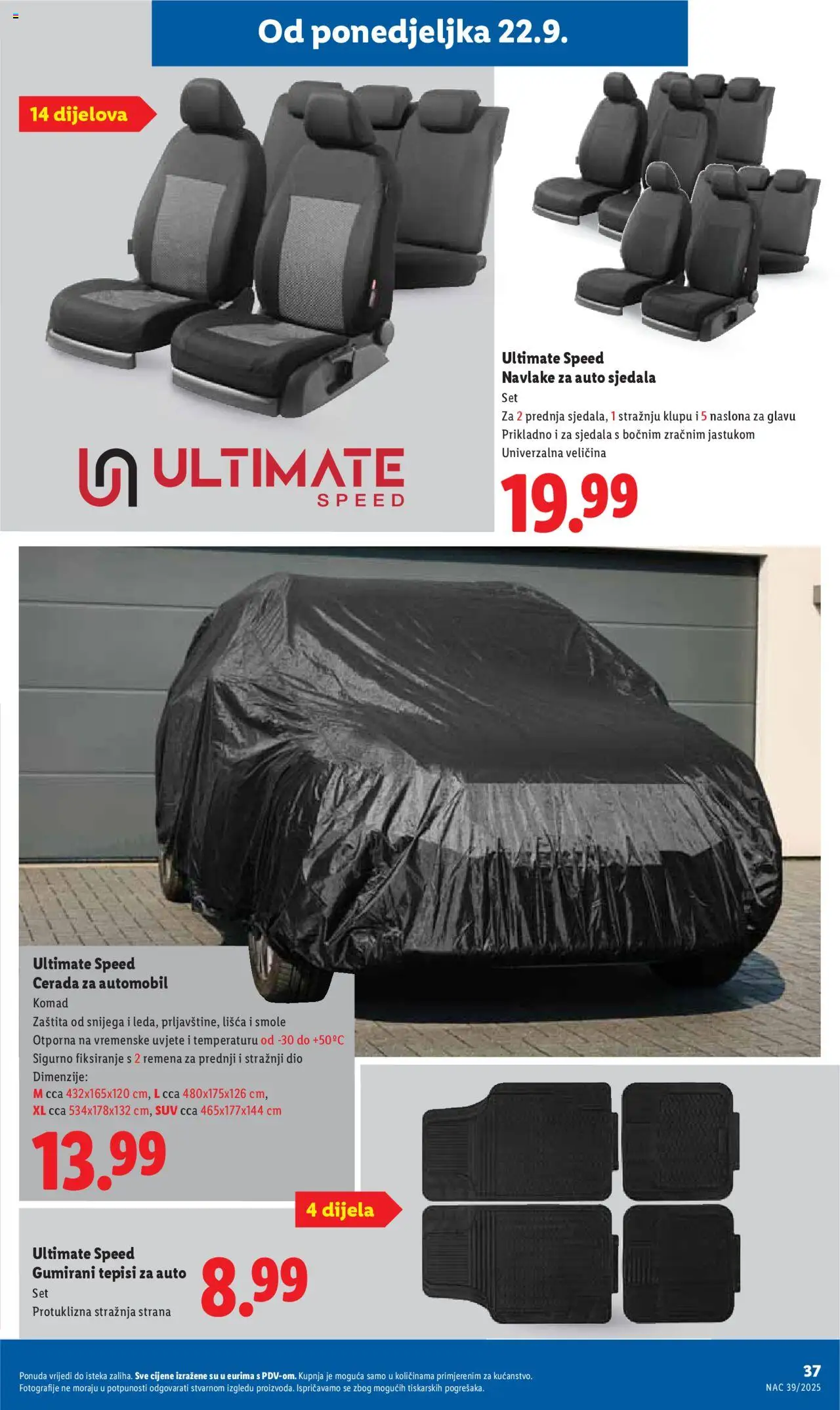 Lidl katalog | vrijedi od 22.09.2025 | Stranica: 37 | Proizvodi: Navlake za auto sjedala