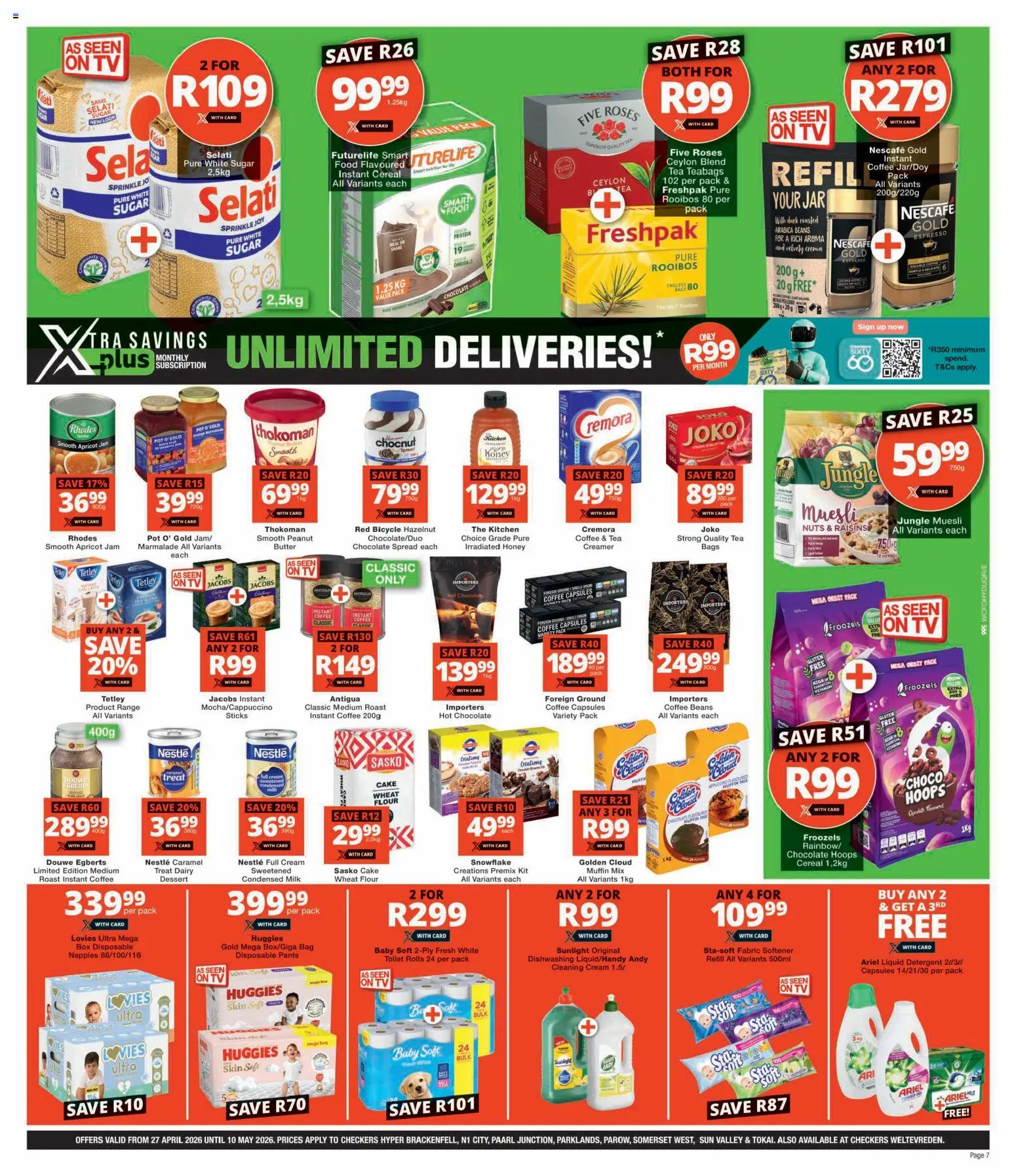 New Checkers catalogue – valid from 27.04.2026 | Page: 7 | Products: Bag, Hot chocolate, Milk, Creamer