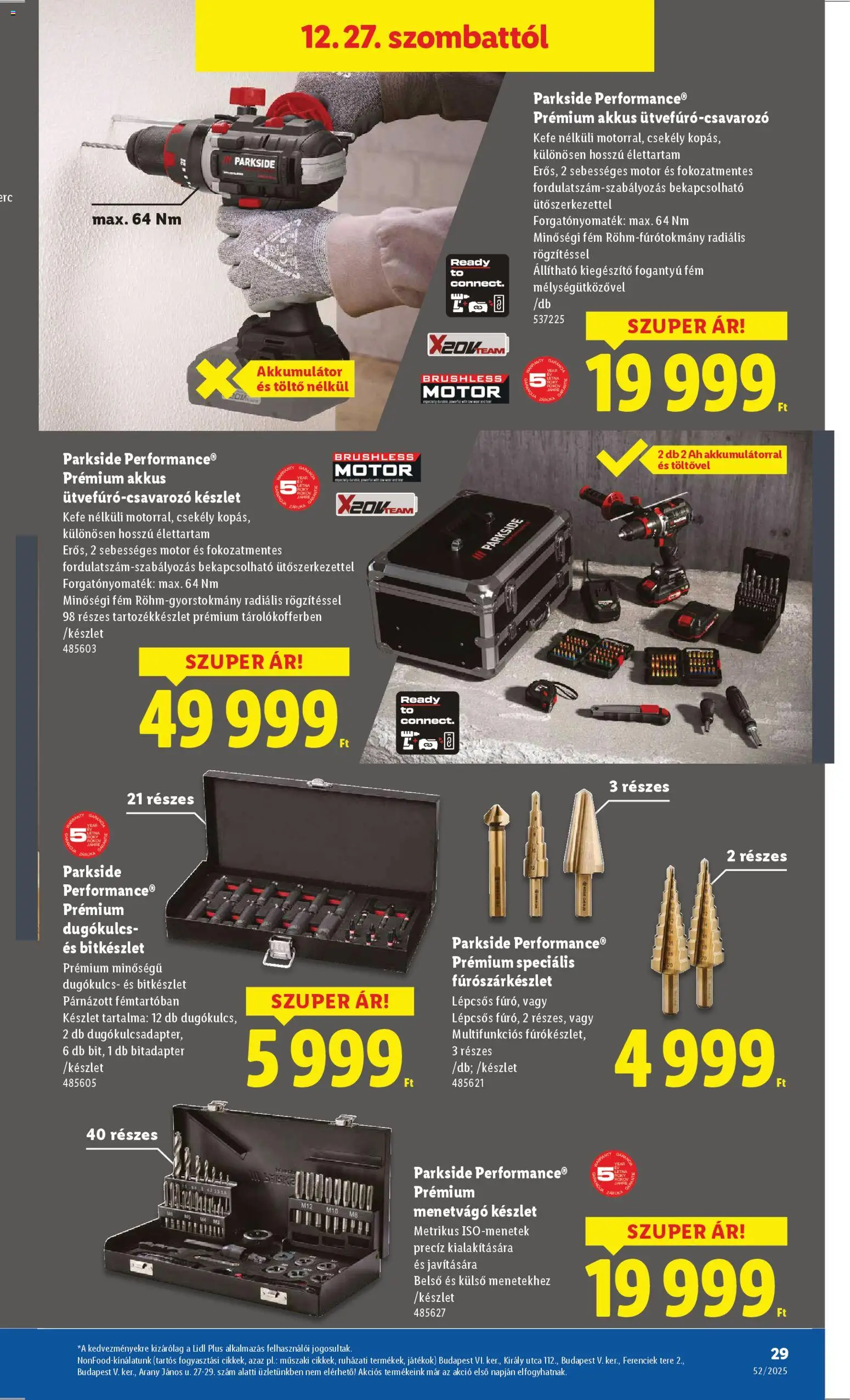 Lidl akciós ujság - amely érvényes a következő dátumtól: 27.12.2025 | Oldal: 29 | Termékek: Parkside, Játékok, Töltő, Kefe