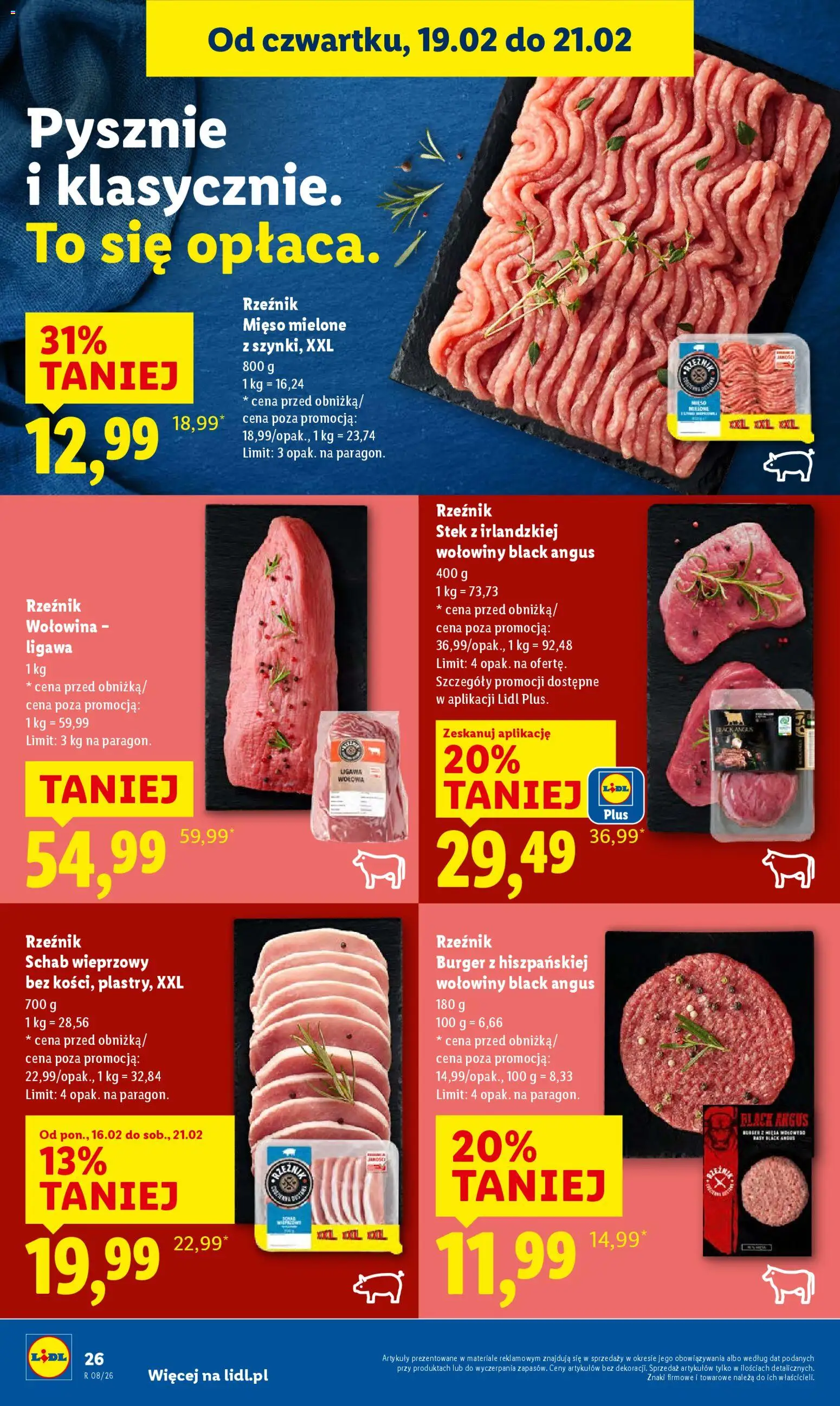 Lidl Gazetka od 19.02.2026 | Strona: 26 | Produkty: Schab, Schab wieprzowy, Mięso mielone, Wołowina