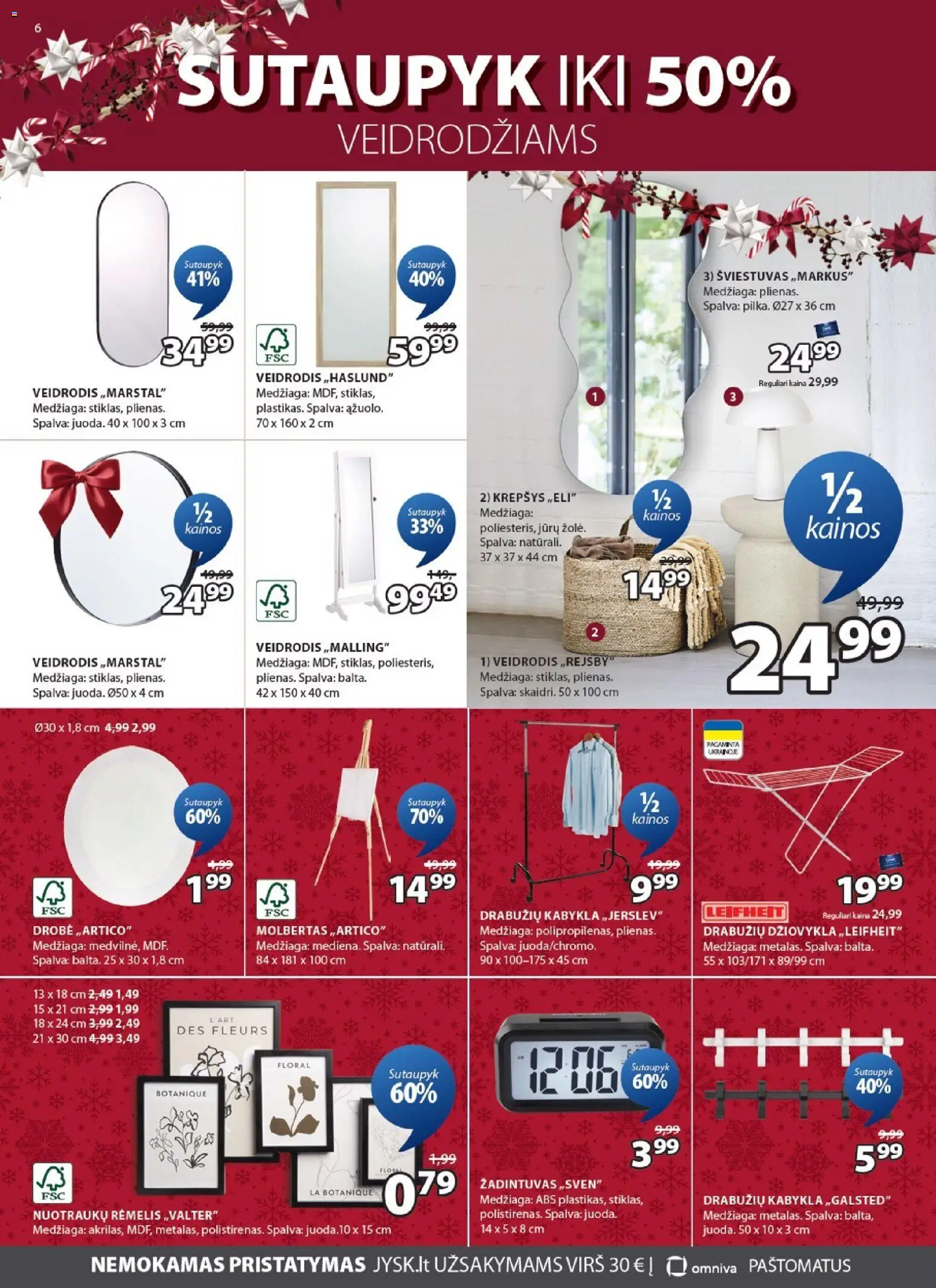 JYSK akcijos nuo 16.12.2025 | Puslapis: 6 | Prekių: Kabykla, Žadintuvas, Krepšys, Veidrodis
