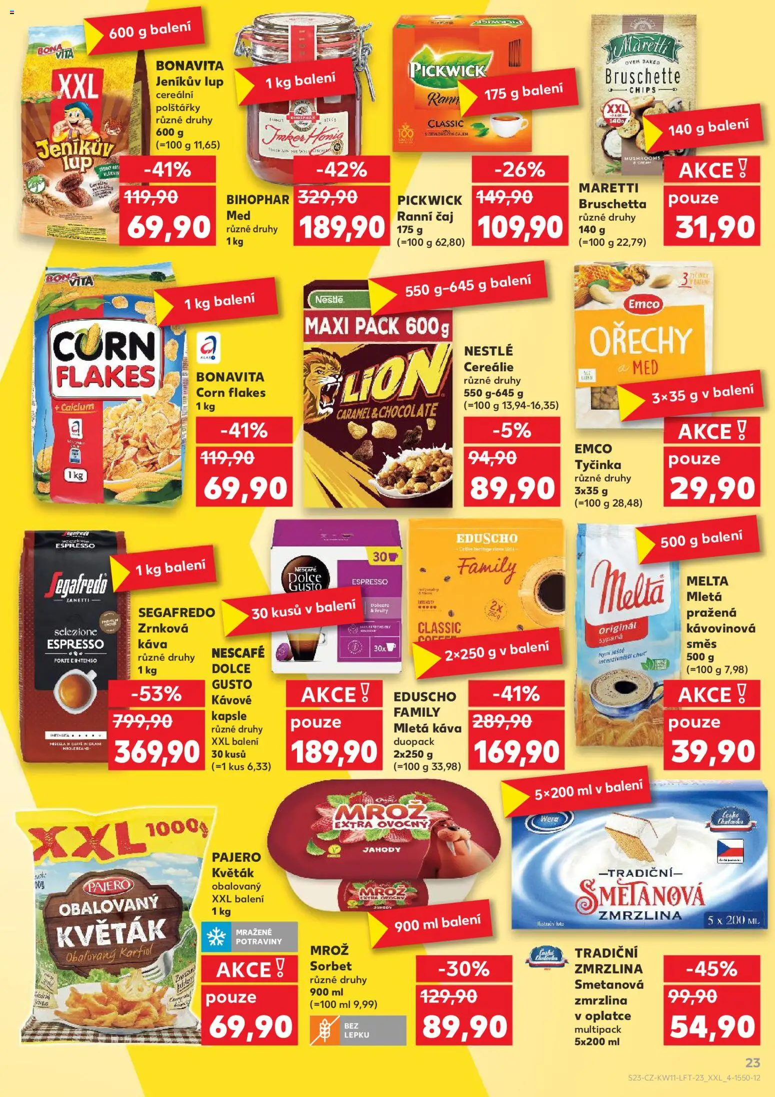 Kaufland leták od 11.03.2026 | Strana: 23 | Produkty: Cereálie, Med, Zmrzlina, Nescafé