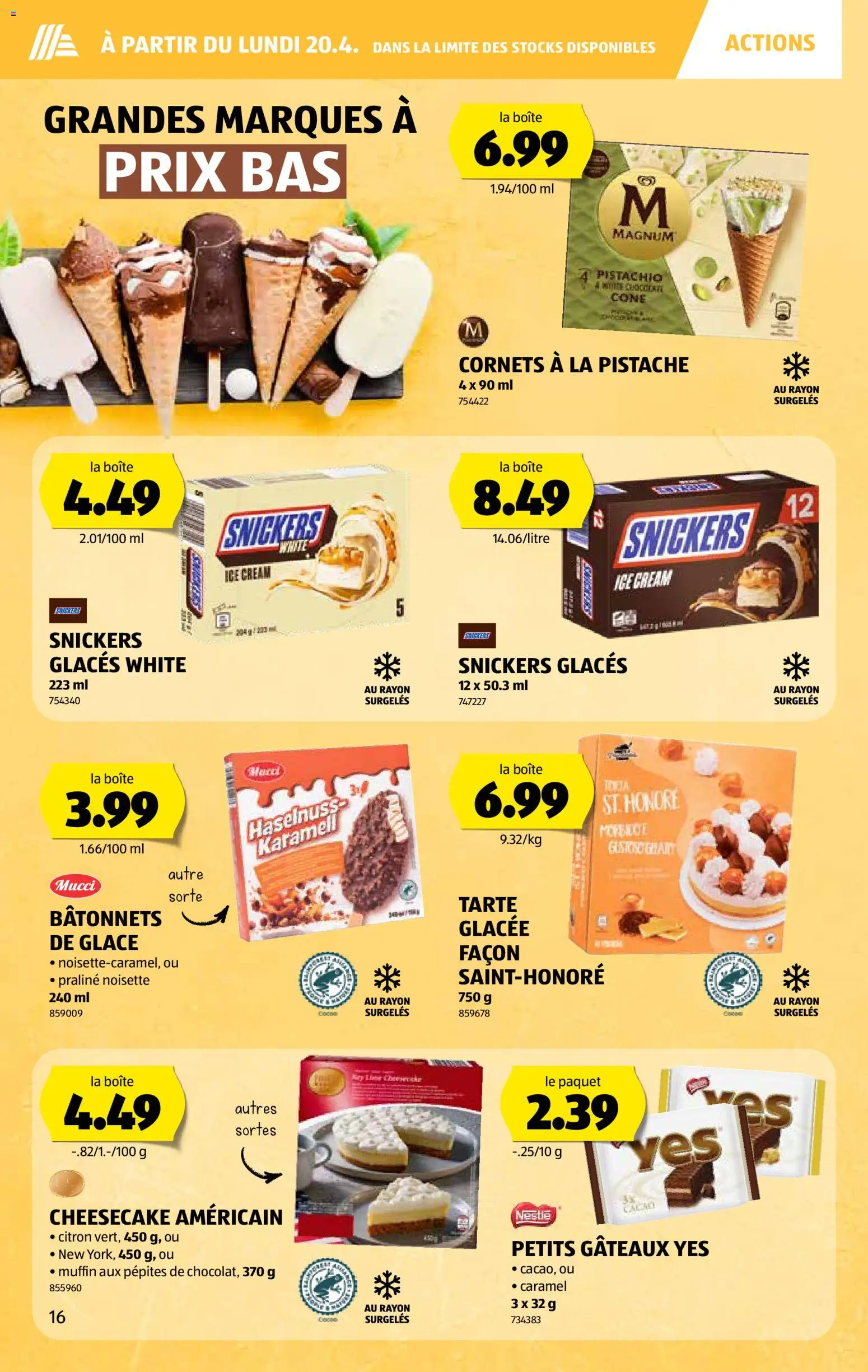 Aldi aktionen FR – gültig ab 16.04.2026 | Seite: 17 | Produkte: En Kommode, Glace, Snickers