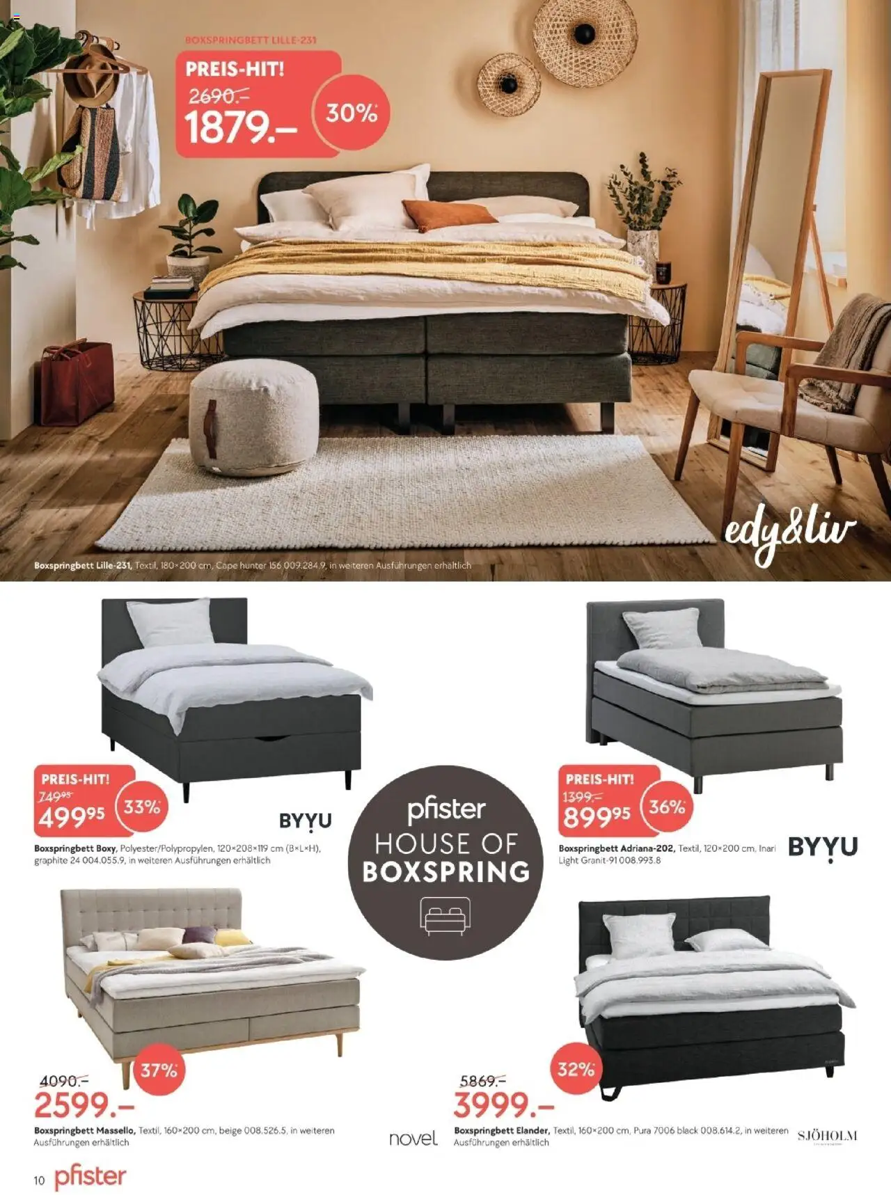 Pfister Aktionen – gültig ab 23.09.2025 | Seite: 10 | Produkte: Boxspringbett