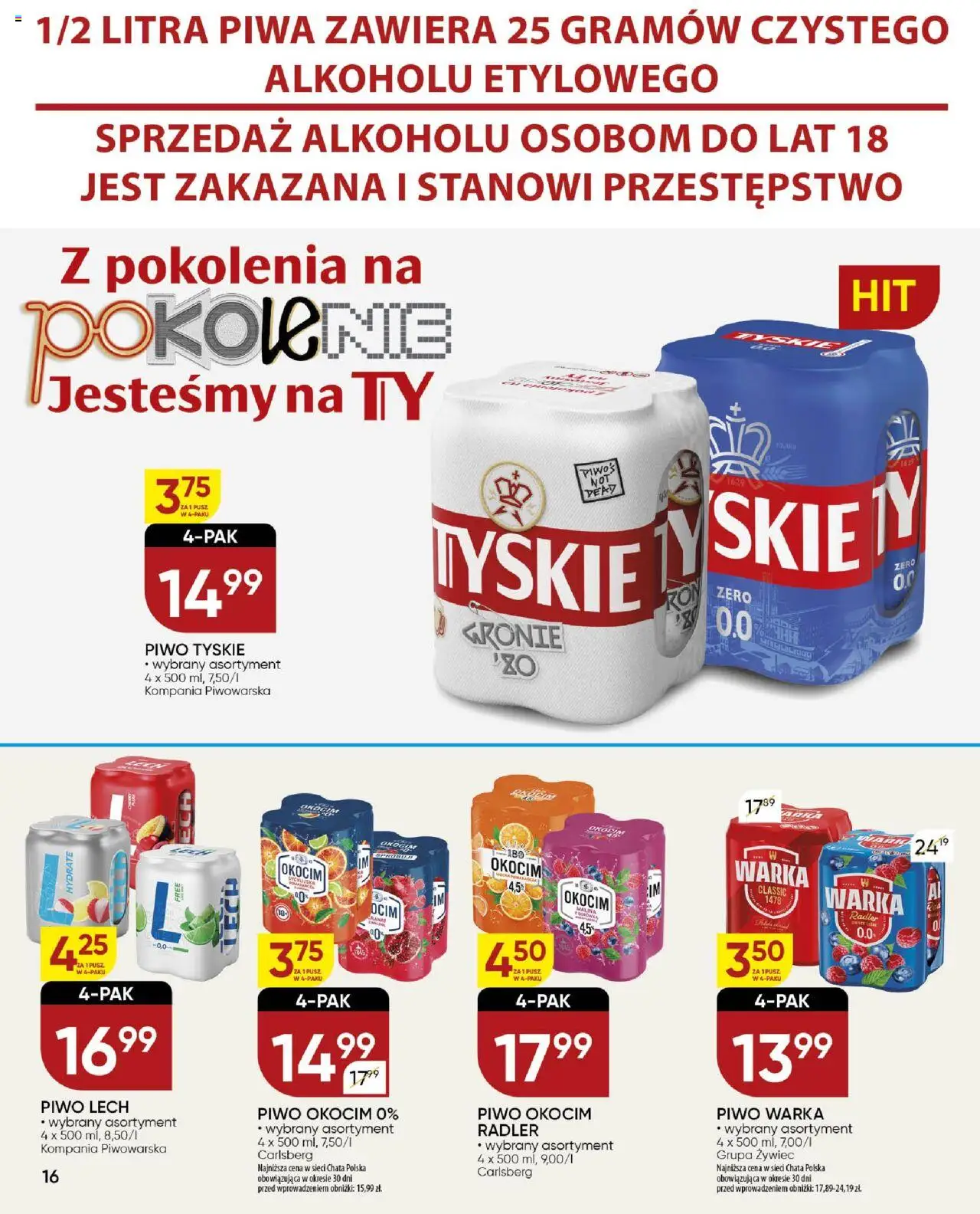 Chata Polska Gazetka od 17.06.2025 | Strona: 16 | Produkty: Warka, Piwo Warka, Tyskie, Piwo