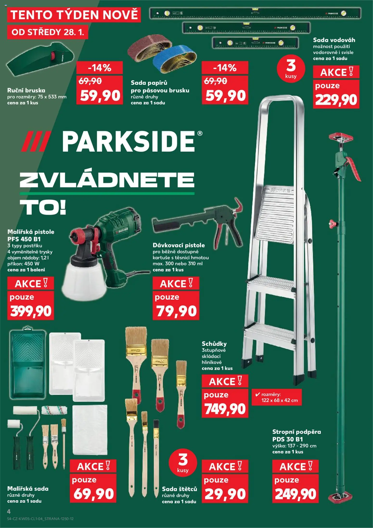 Kaufland leták - Kolín od 28.01.2026 | Strana: 4 | Produkty: Parkside, Bruska, Ruční bruska, Malířská pistole