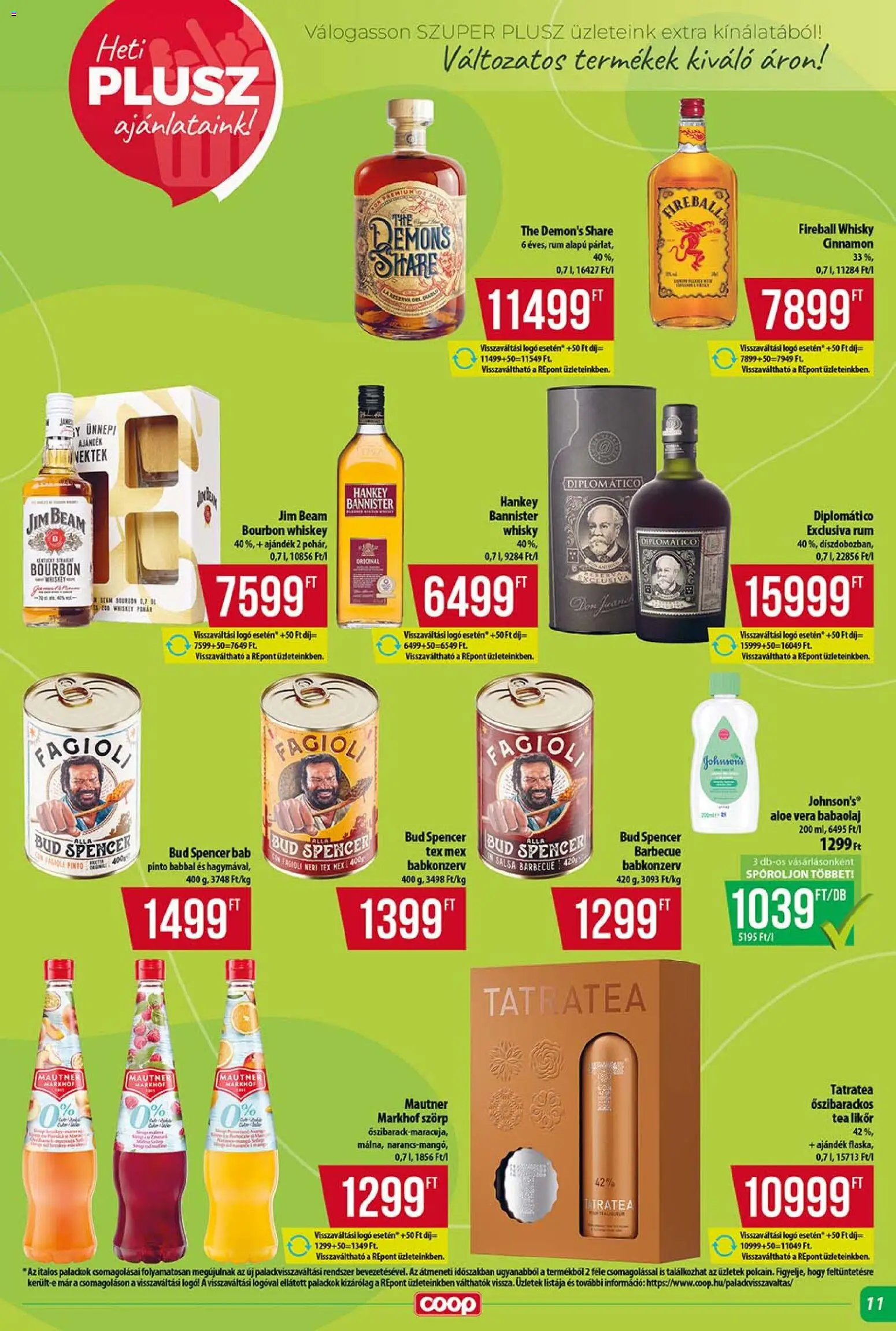 COOP akciós ujság - amely érvényes a következő dátumtól: 13.11.2025 | Oldal: 11 | Termékek: Szörp, Whiskey, Whisky, Babkonzerv