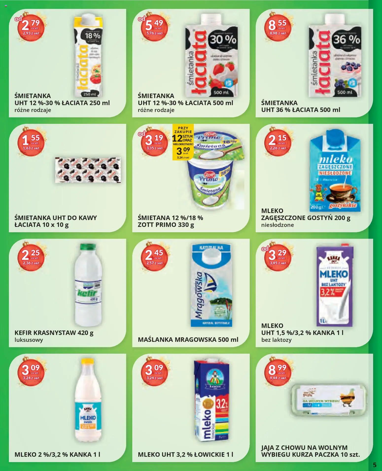Eurocash Gazetka od 17.11.2025 | Strona: 5 | Produkty: Mleko zagęszczone niesłodzone, Mleko bez laktozy, Bez laktozy, Kefir