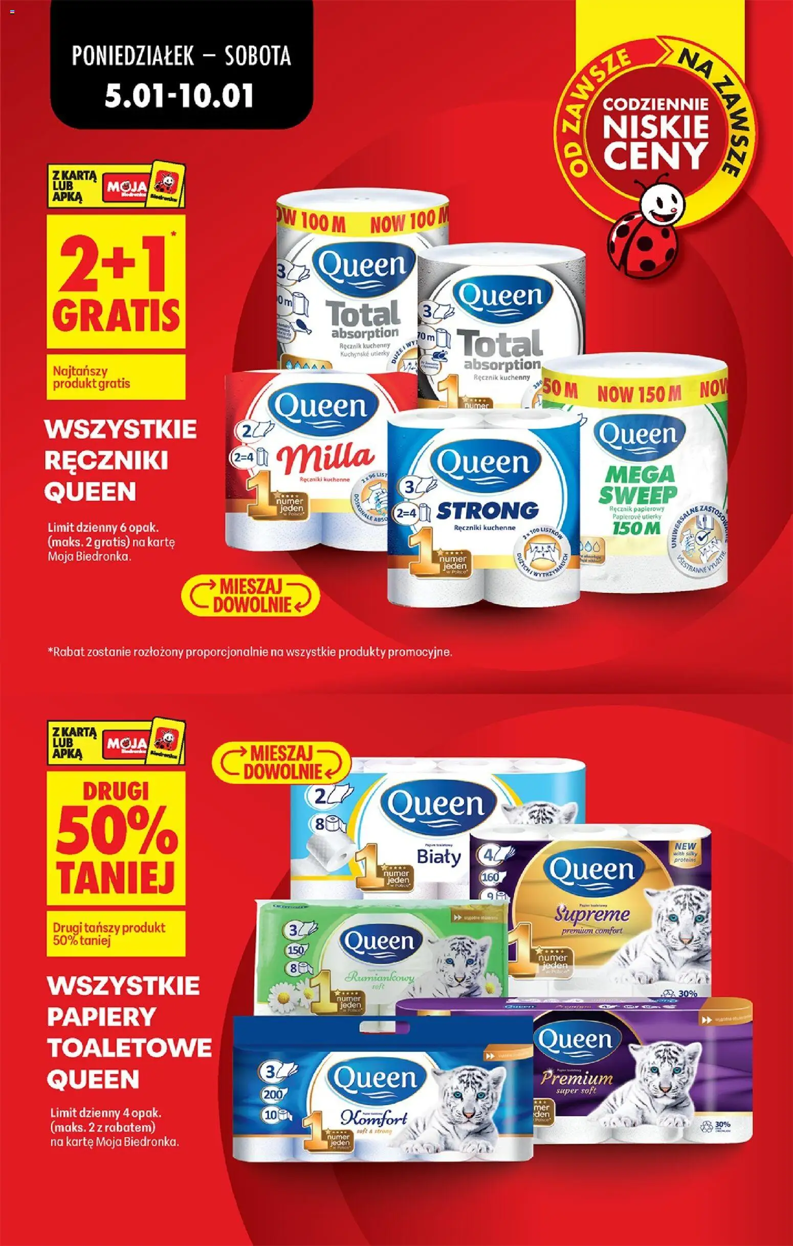 Biedronka gazetka od 05.01.2026 | Strona: 21 | Produkty: Ręczniki kuchenne, Karta, Papier toaletowy, Ręcznik papierowy