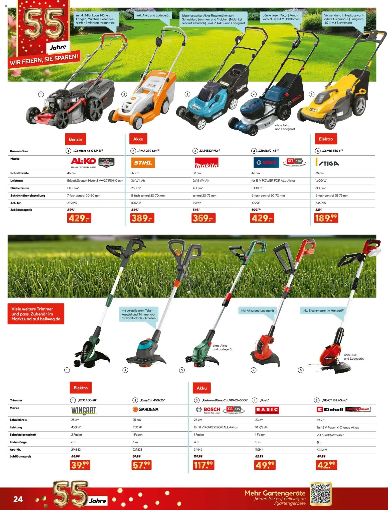 Hellweg Prospekt 	 – gültig ab 30.03.2026 | Seite: 24 | Produkte: Bosch, Rasenmäher, Korb, Ladegerät