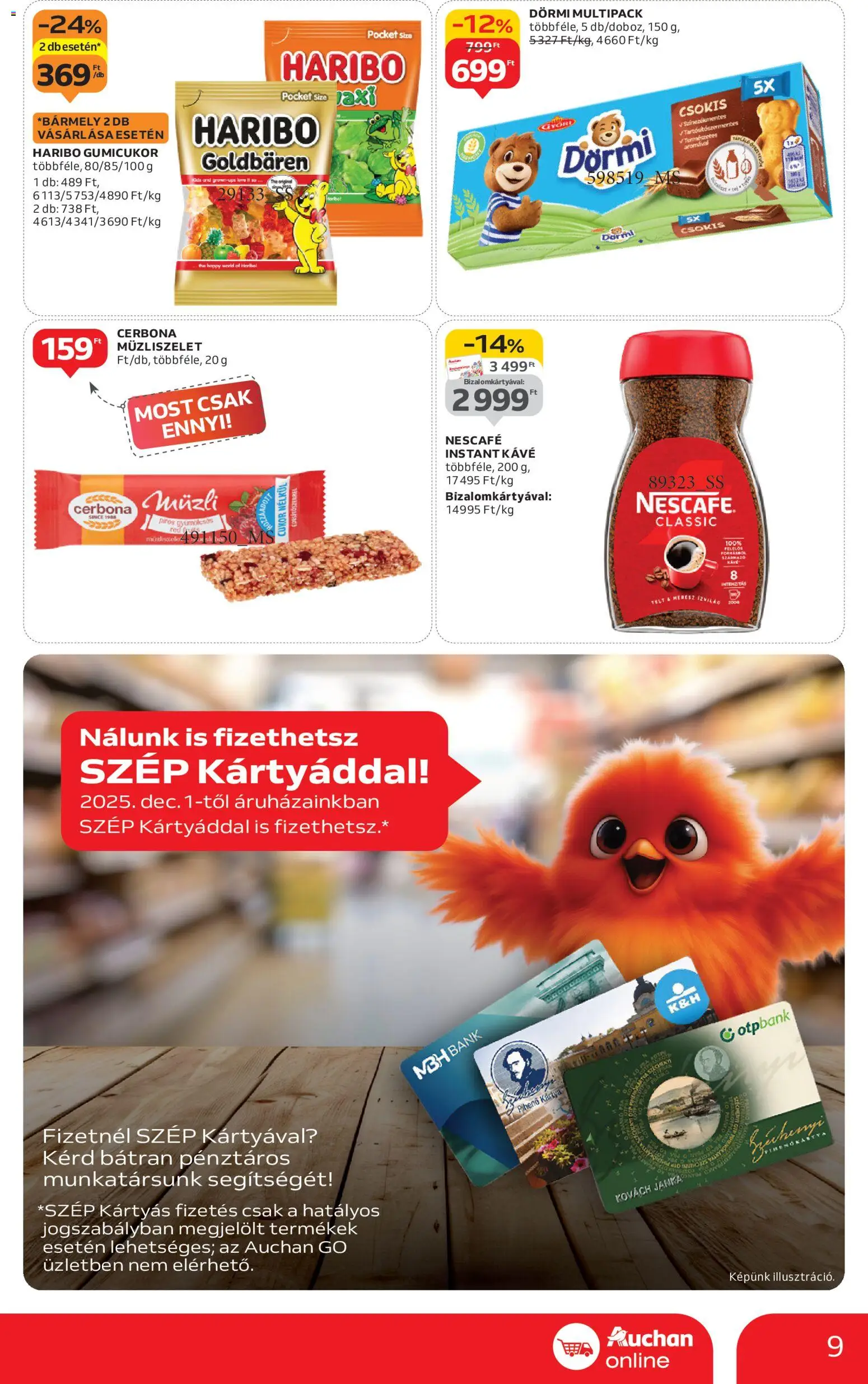 Auchan akciós ujság - amely érvényes a következő dátumtól: 15.01.2026 | Oldal: 9 | Termékek: Nescafé, Kávé, Müzliszelet, Instant kávé
