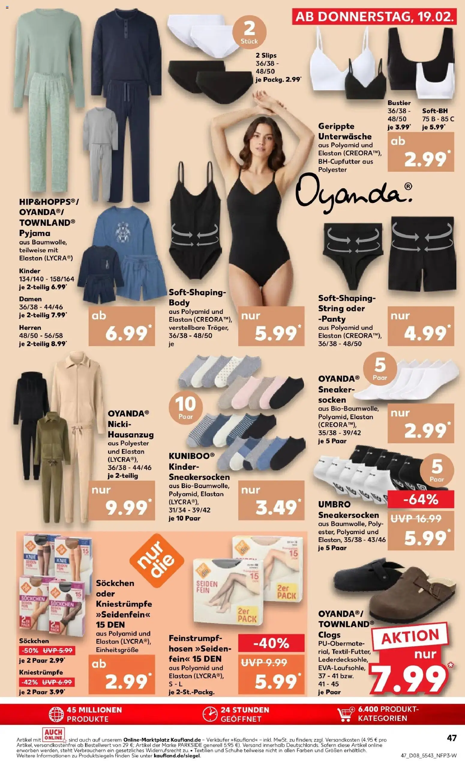 Kaufland prospekt Osnabrück	 – gültig ab 22.02.2026 | Seite: 47 | Produkte: String, Unterwäsche, Socken, Pyjama