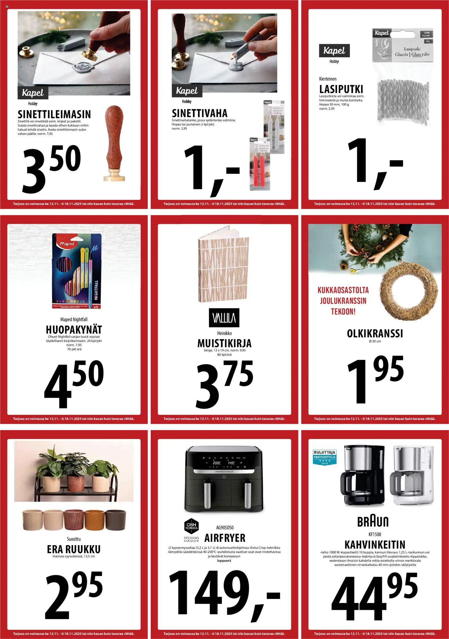 Tuuri tarjoukset – voimassa 12.11.2025 alkaen | Sivu: 14 | Tuotteet: Kahvinkeitin, Voi, Muistikirja