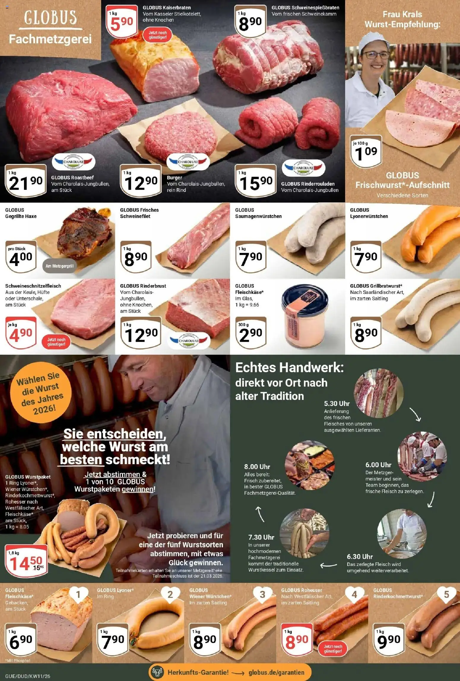 Globus prospekt Saarbrücken-Dudweiler	 – gültig ab 09.03.2026 | Seite: 8 | Produkte: Rinderrouladen, Wiener wurstchen, Burger, Schweinefilet
