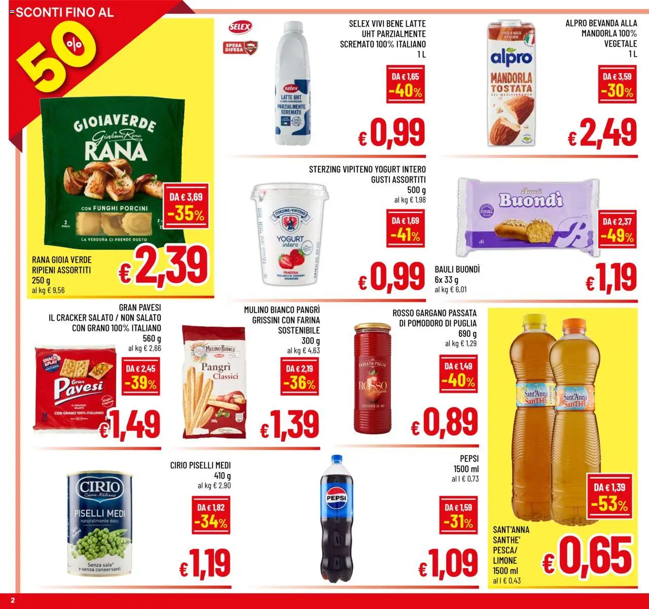Volantino A&O del 20.08.2025 | Pagina: 2 | Prodotti: Pomodoro, Farina, Grissini, Pepsi