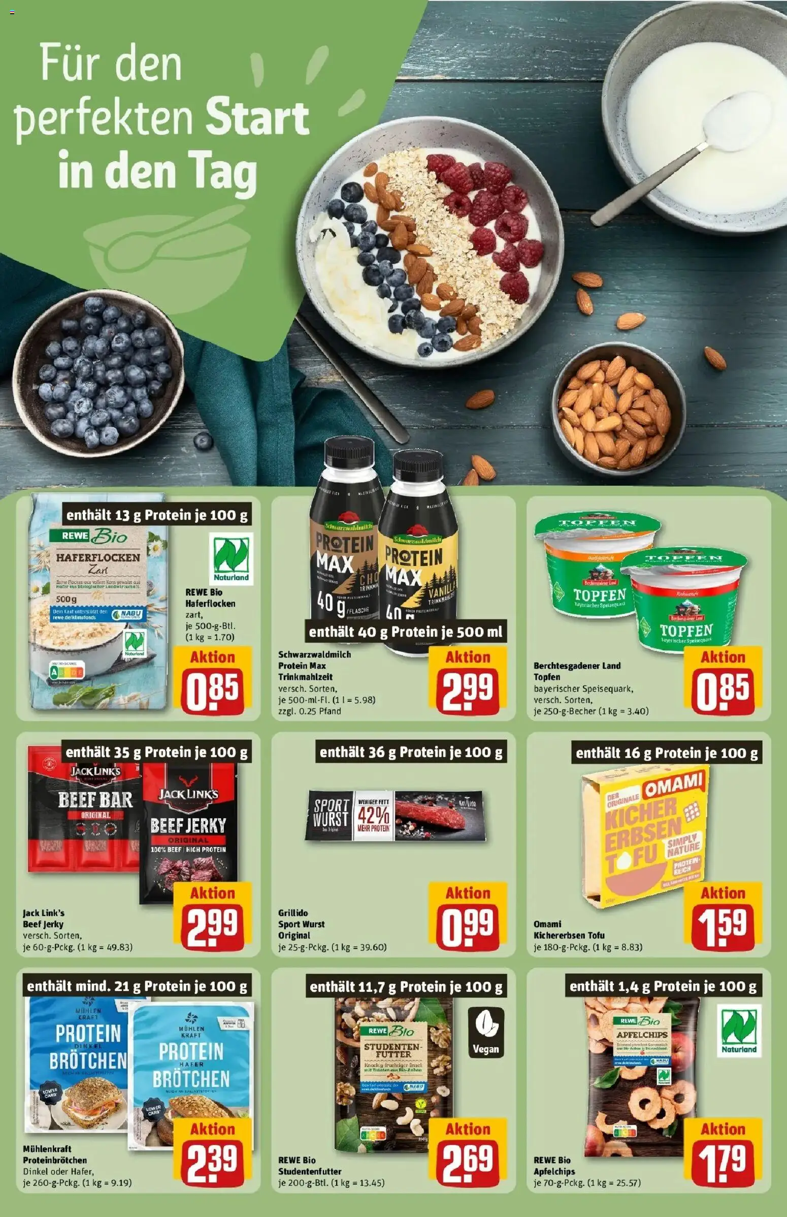 Rewe Prospekt Köln / Weidenpesch	 – gültig ab 12.04.2026 | Seite: 21 | Produkte: Quark, Wurst, Chips, Flocken