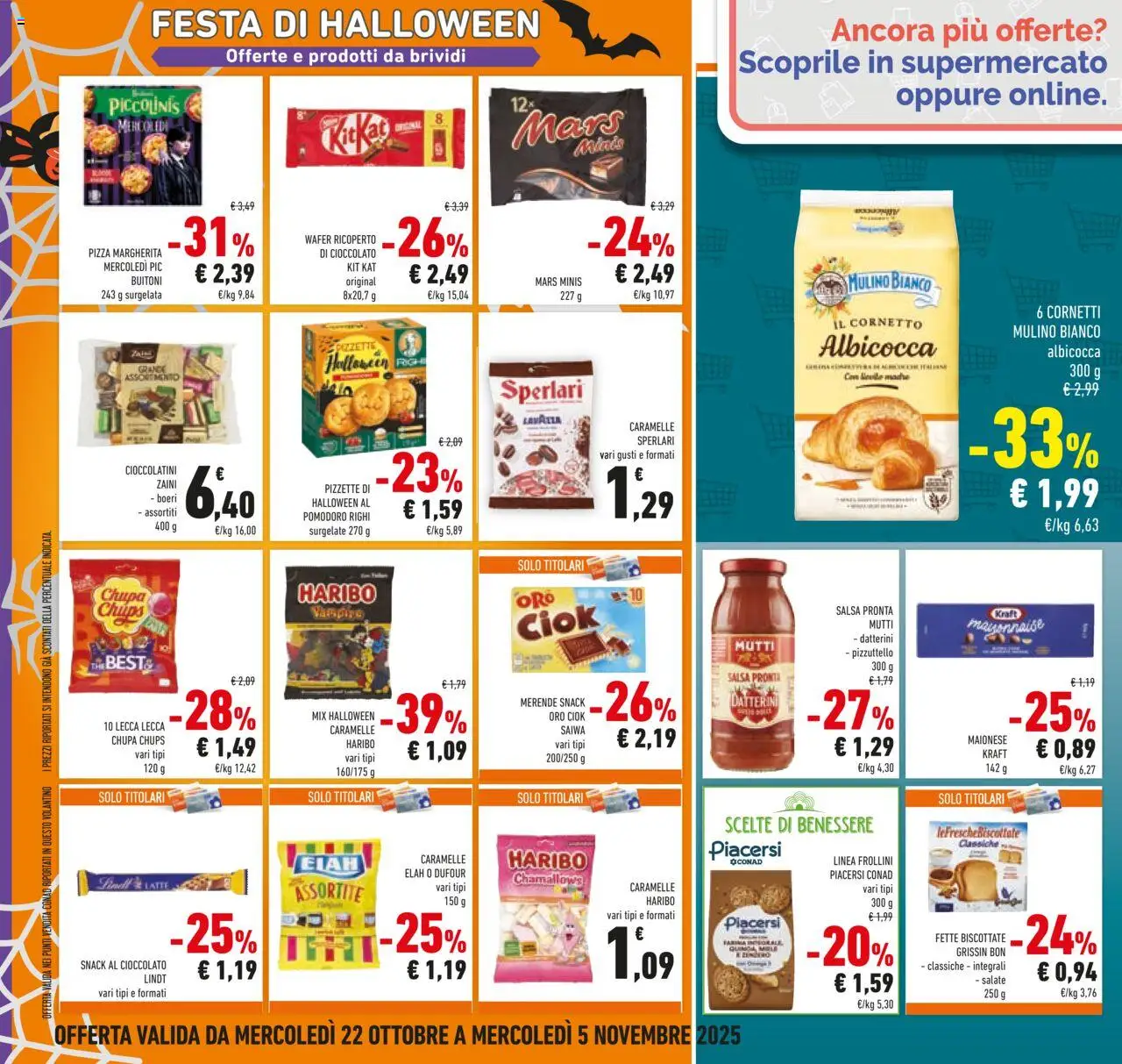 Volantino Conad del 22.10.2025 | Pagina: 18 | Prodotti: Caramelle, Crackers, Lavazza, Frollini