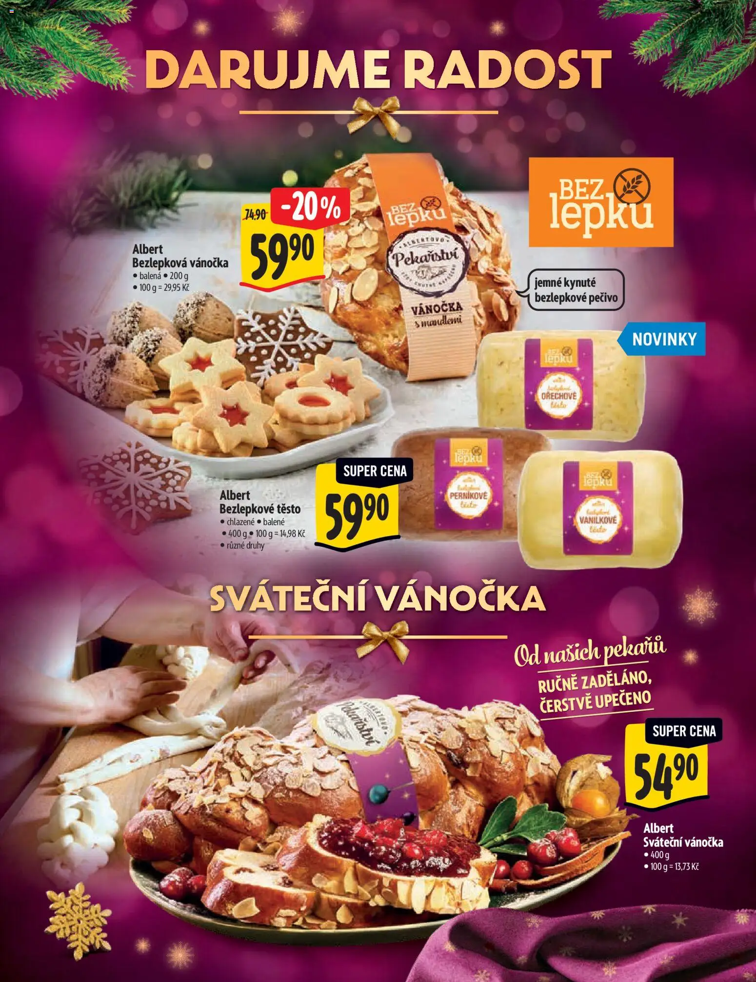 Albert katalog - Hypermarket od 29.10.2025 | Strana: 48 | Produkty: Bezlepkové pečivo, Pečivo, Vánočka, Těsto