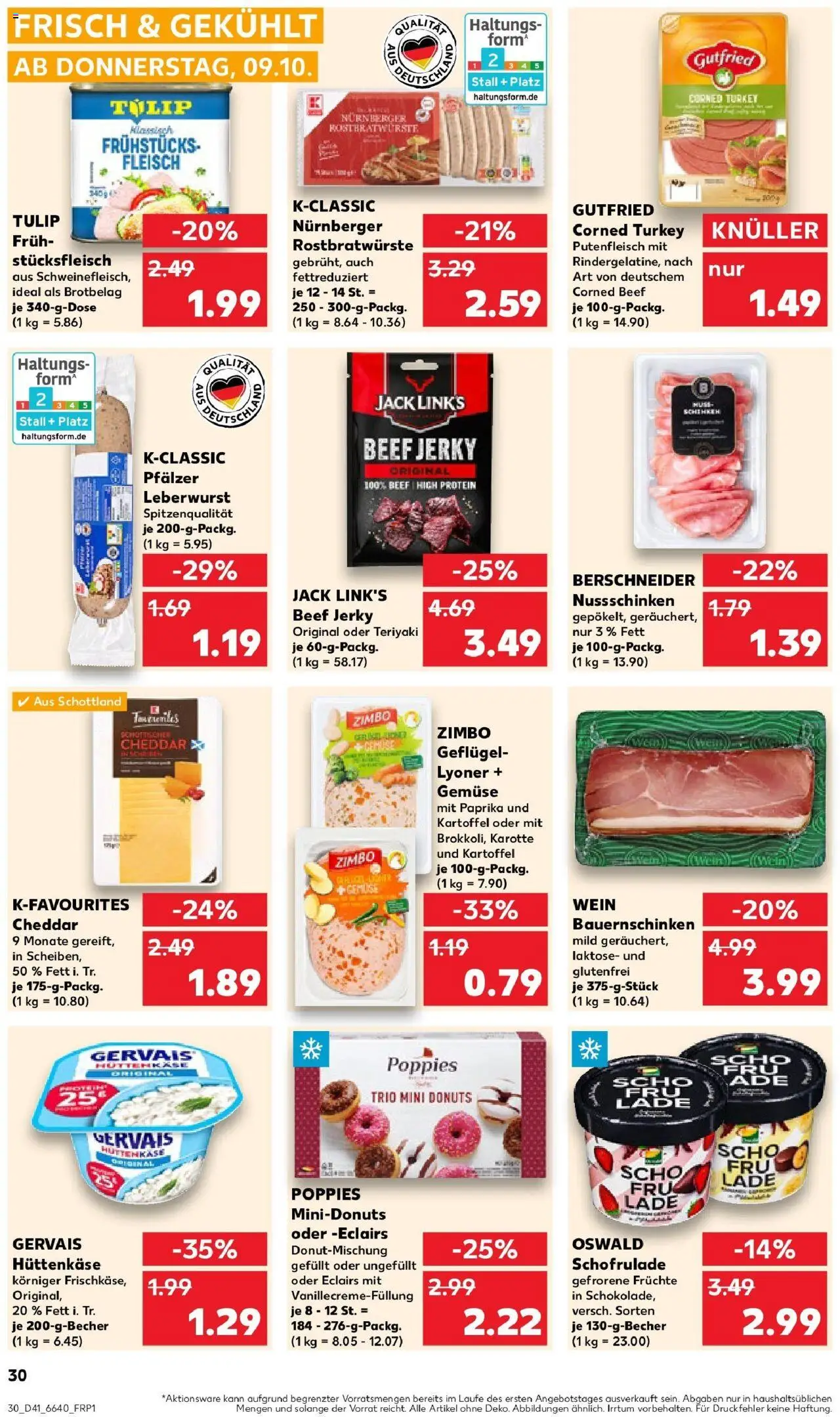 Kaufland prospekt Hauzenberg	 – gültig ab 09.10.2025 | Seite: 30 | Produkte: Donuts, Gemüse, Karotte, Fleisch