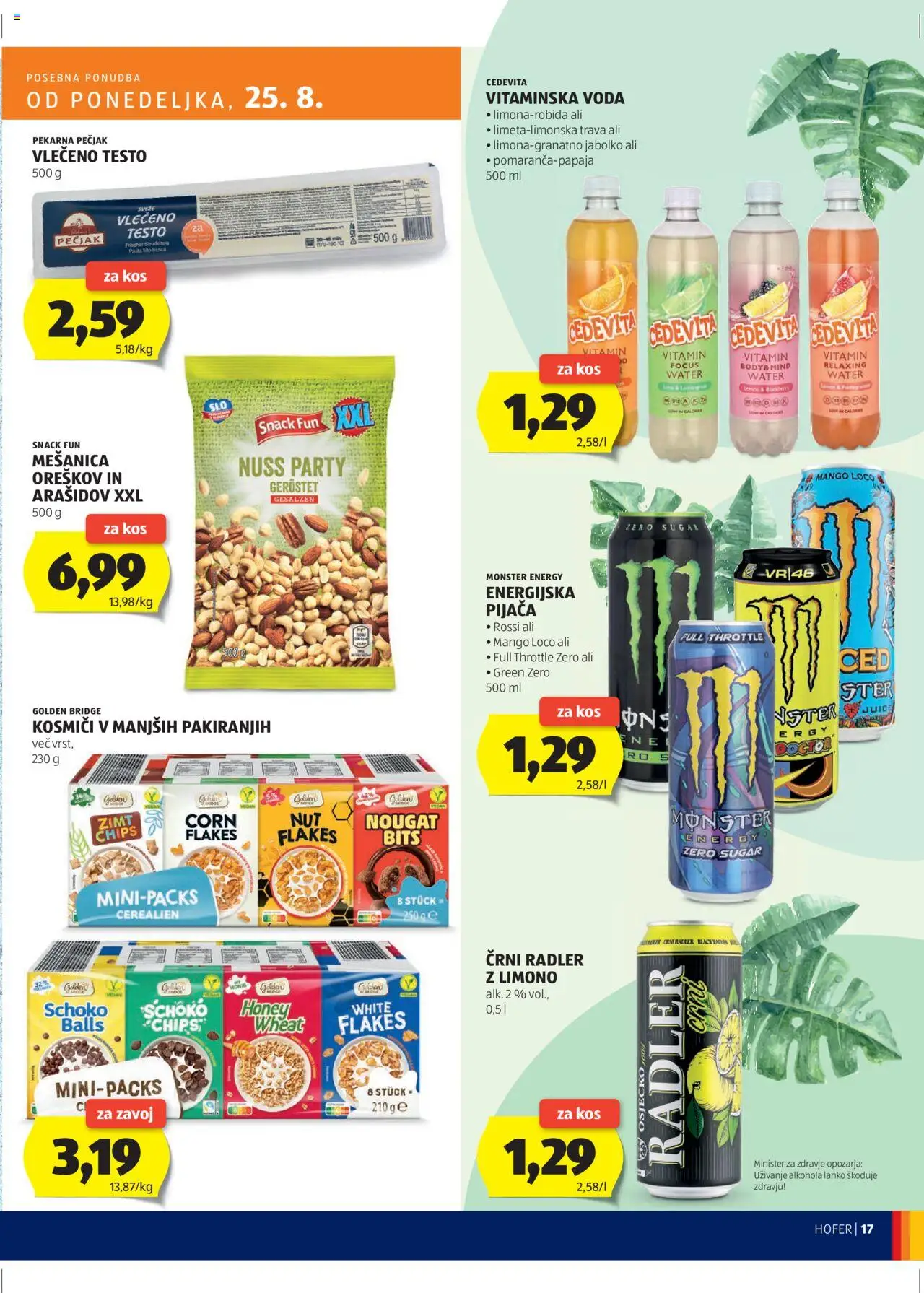 Hofer SI katalog | vrijedi od 21.08.2025 | Stranica: 17 | Proizvodi: Monster Energy, Mango, Pasta, Cedevita