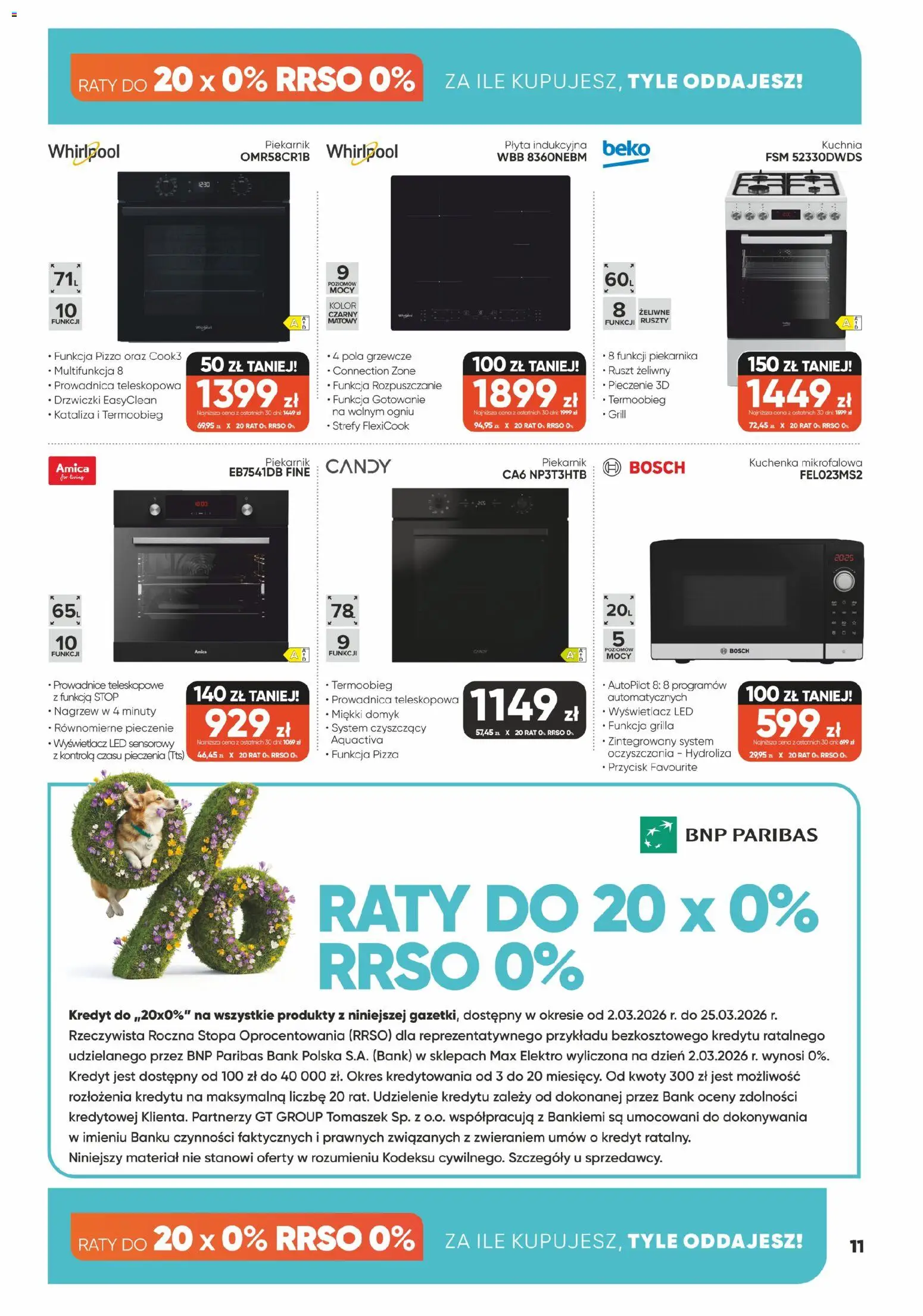 Max elektro gazetka od 02.03.2026 | Strona: 11 | Produkty: Piekarnik, Kuchenka mikrofalowa, Kuchenka, Pizza