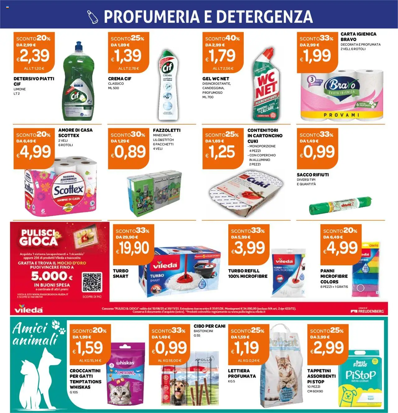 Volantino Ekom del 21.10.2025 | Pagina: 11 | Prodotti: Lettiera per gatti, Limone, Alluminio, WC