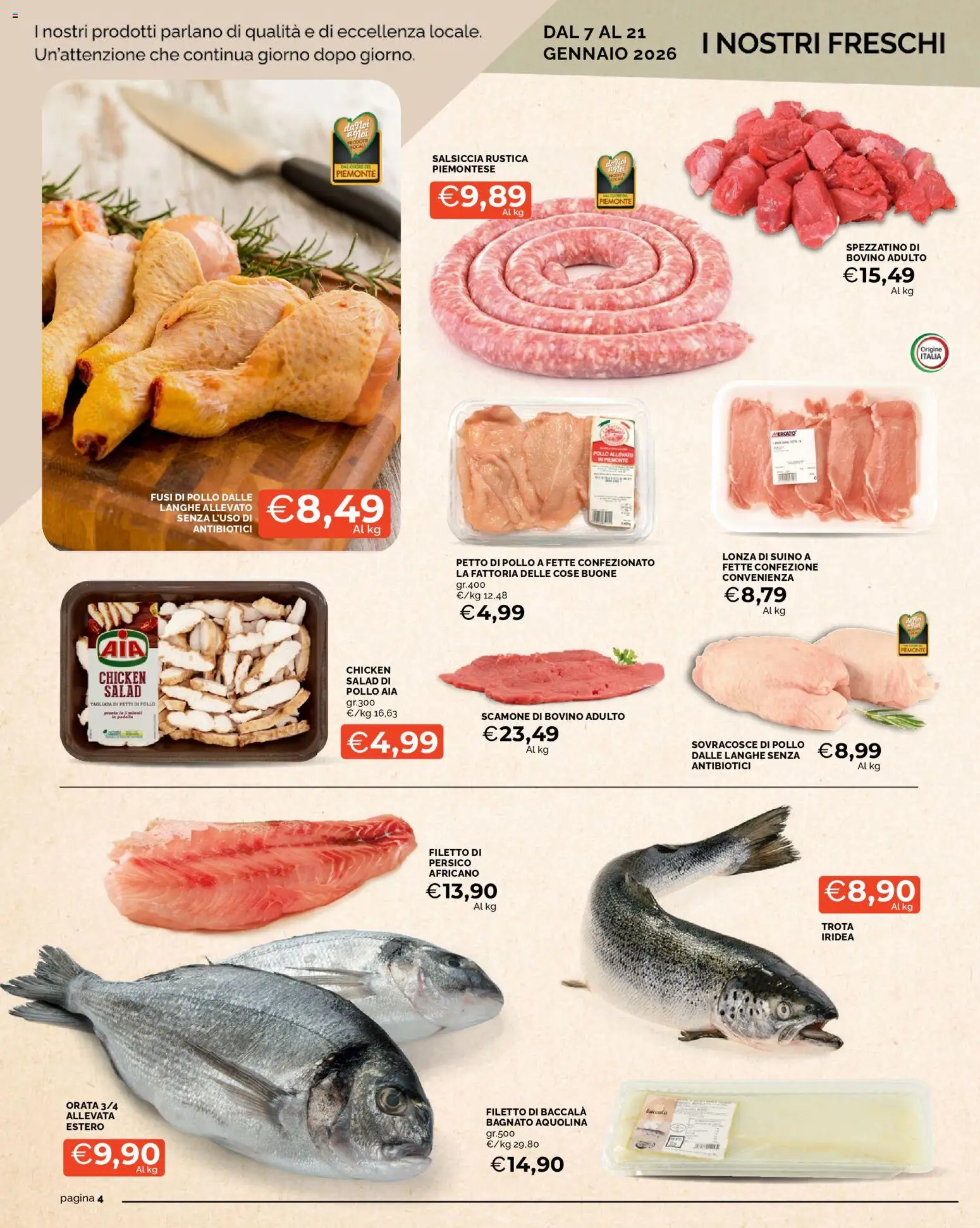 Volantino Mercatò del 07.01.2026 | Pagina: 4 | Prodotti: Pollo, Trota, Suino, Padella