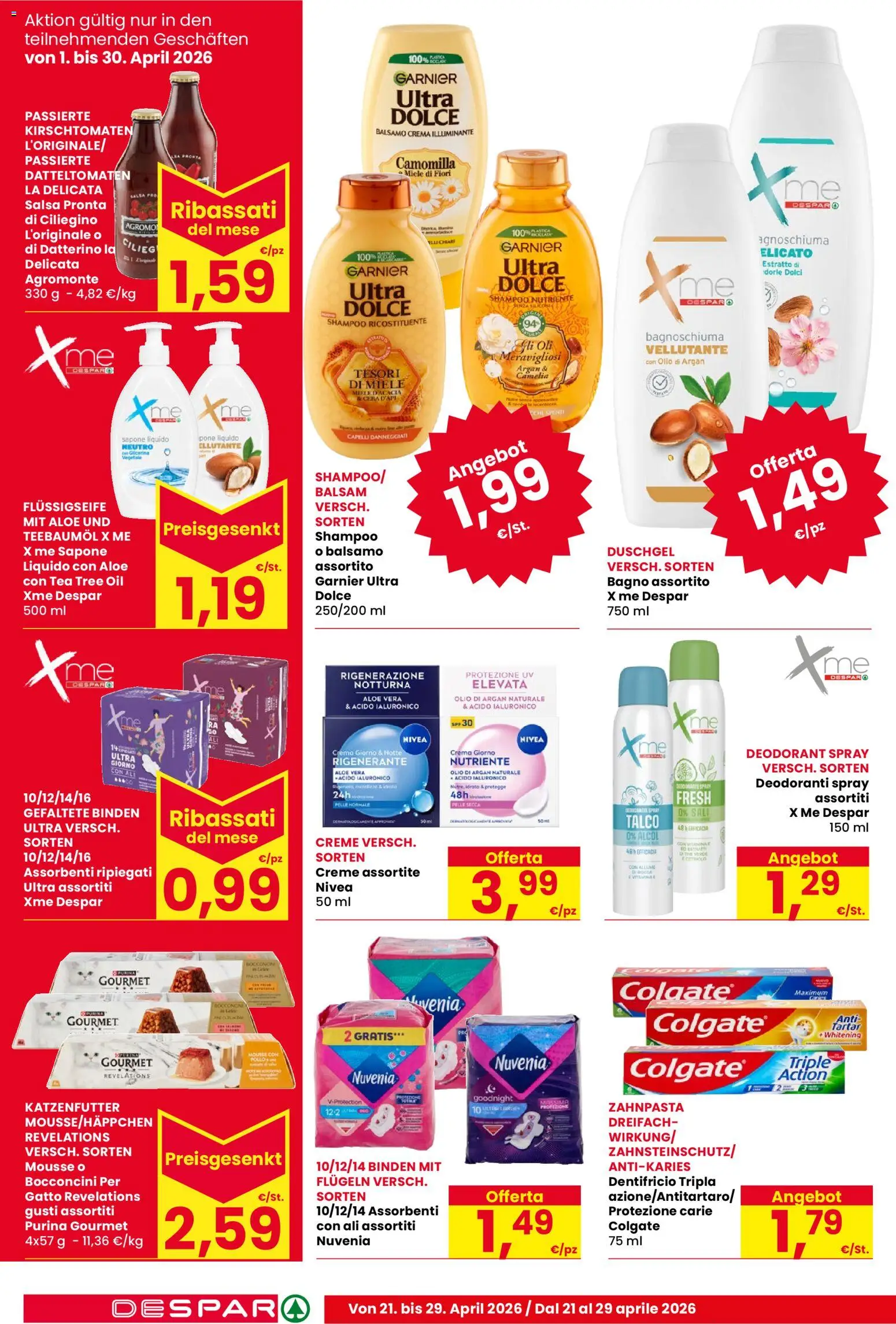 Volantino Despar del 21.04.2026 | Pagina: 14 | Prodotti: Shampoo, Sapone, Bagnoschiuma, Dentifricio