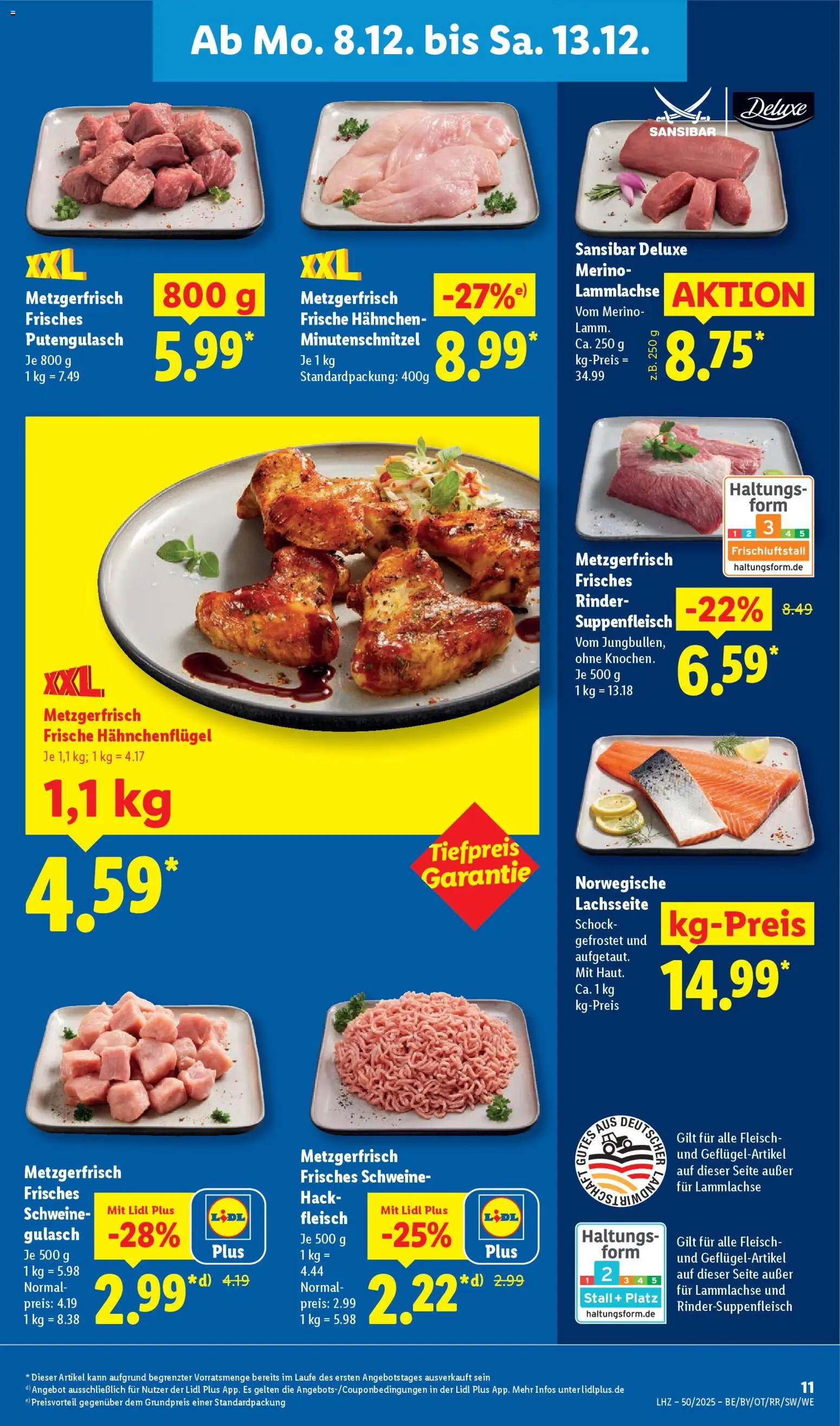 Lidl Prospekt Gundelsheim – gültig ab 08.12.2025 | Seite: 19 | Produkte: Hahnchen, Gulasch, Suppenfleisch, Fleisch