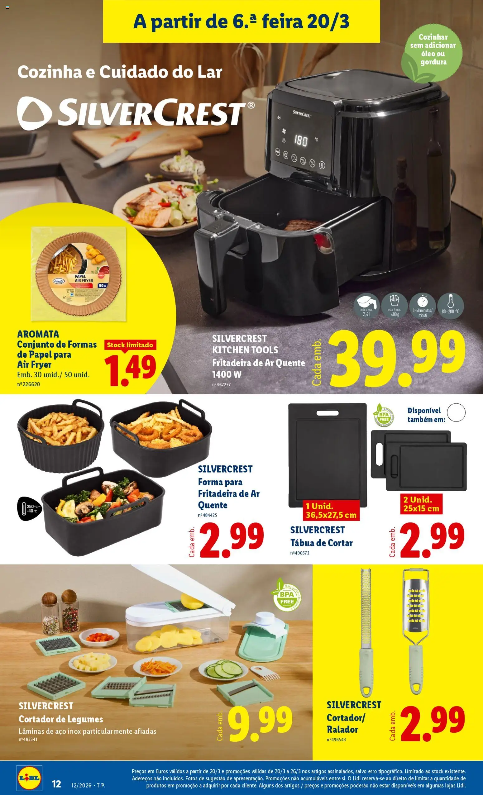 Lidl Novidades │ válido de 16.03.2026 | Página: 12 | Produtos: Tábua, Air fryer, Ralador, Óleo