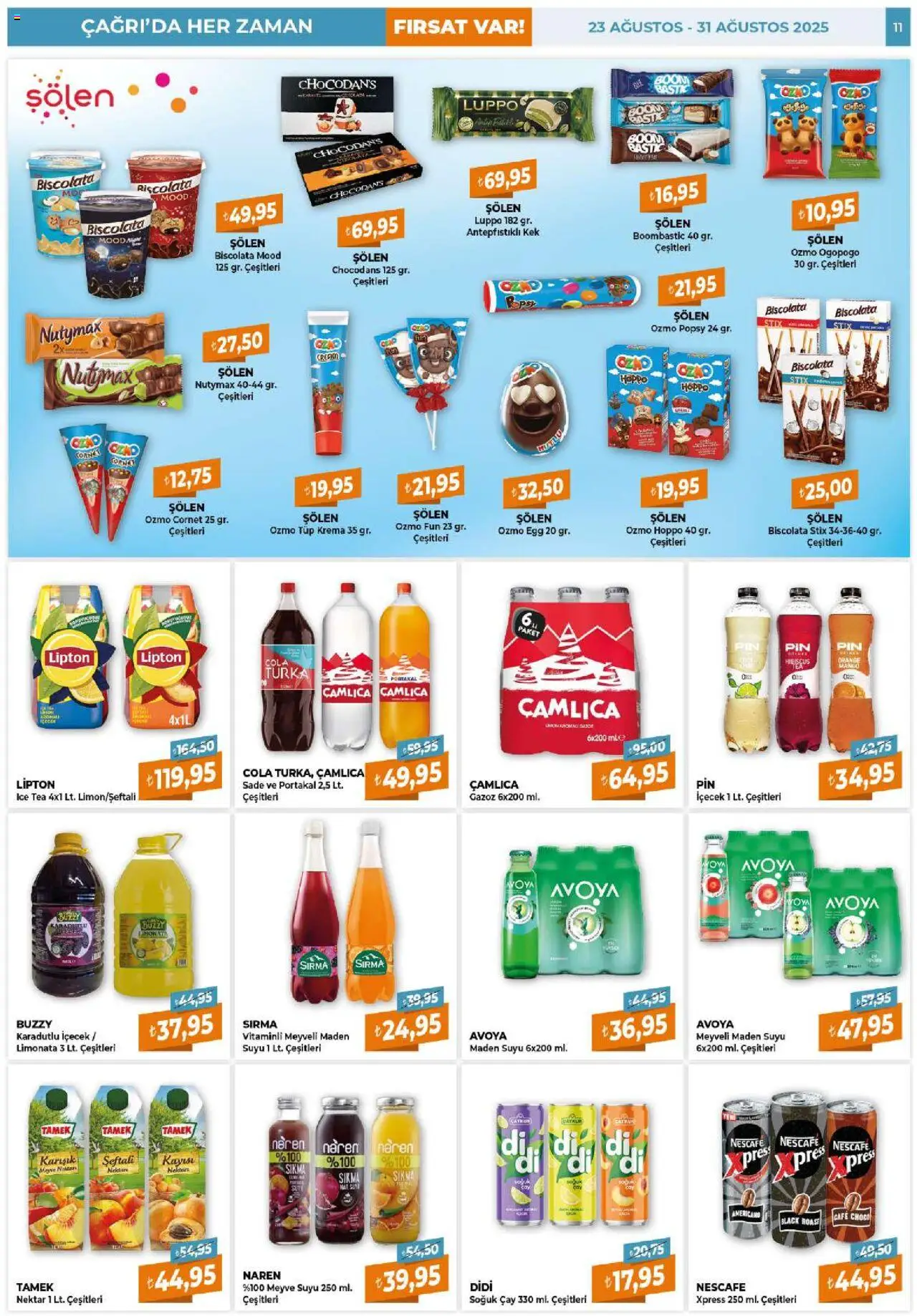 Çağrı Market Katalog - 23.08.2025 tarihinden itibaren geçerlidir | Sayfa: 11 | Ürünler: Çay, Krema, Maden suyu, Ice tea