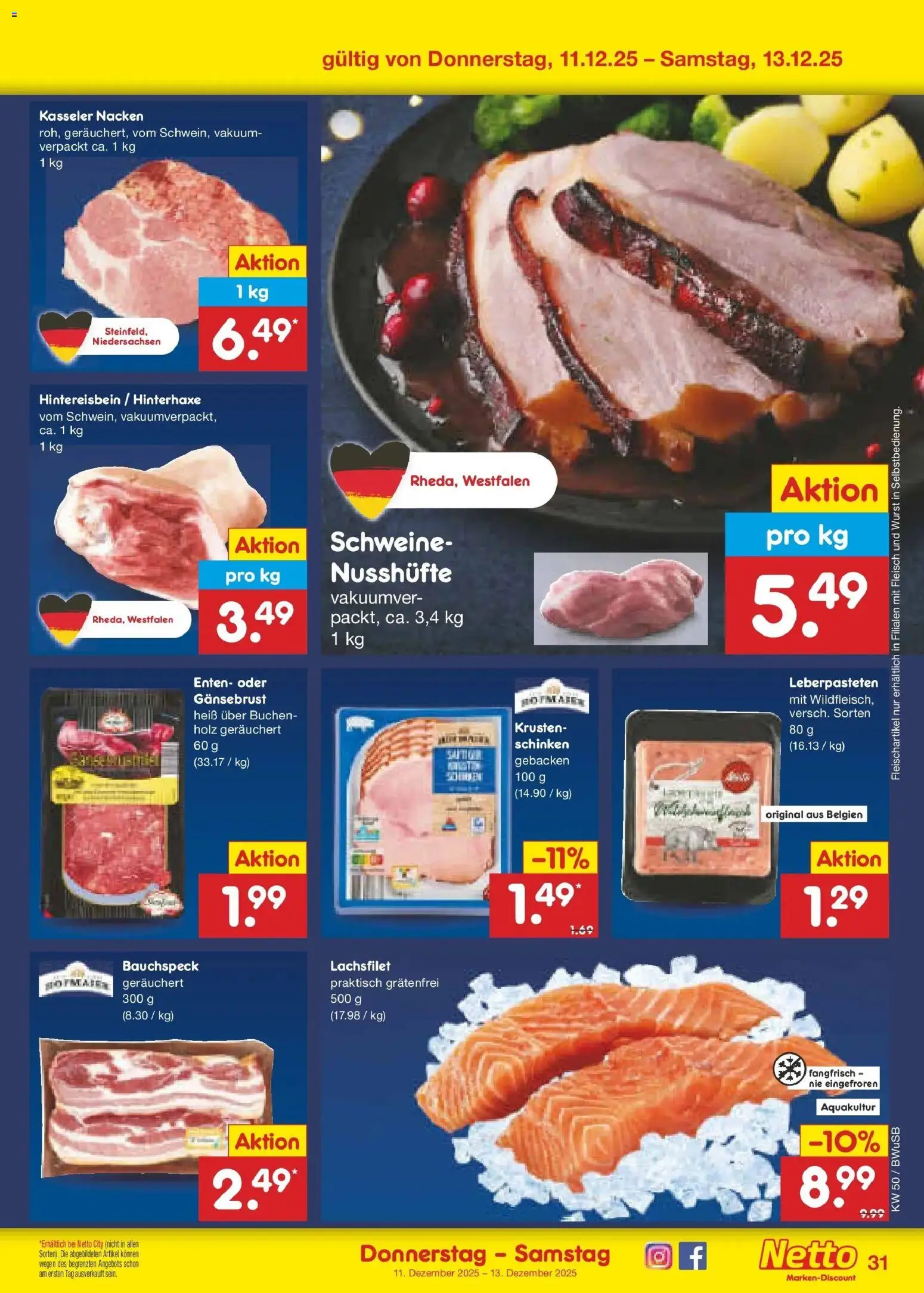 Netto Marken-Discount prospekt Stemwede-Dielingen	 – gültig ab 08.12.2025 | Seite: 39 | Produkte: Kasseler nacken, Wurst, Schinken, Fleisch