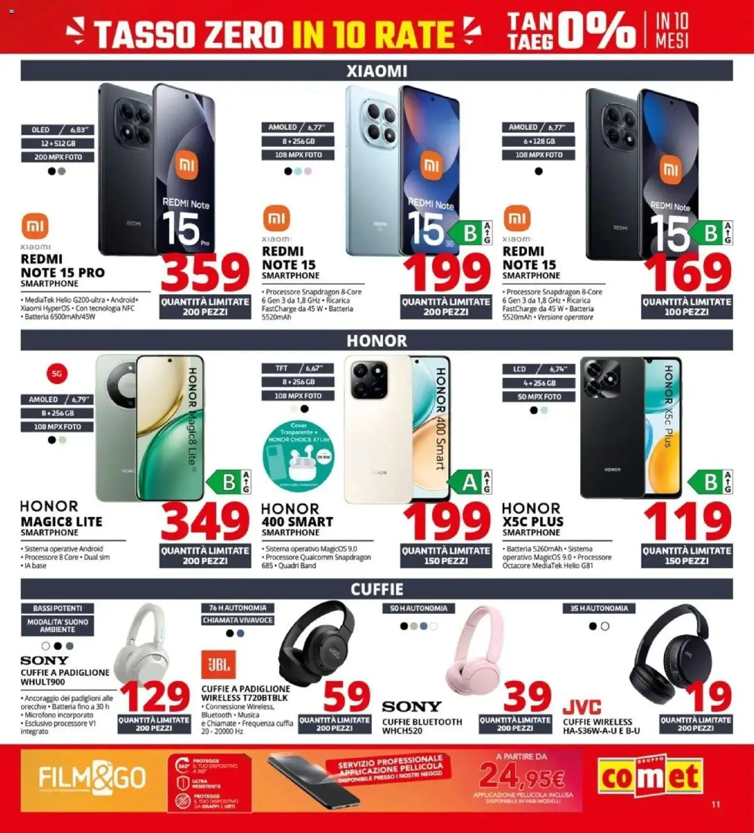 Volantino Comet del 09.04.2026 | Pagina: 11 | Prodotti: Xiaomi, Smartphone, Cuffie, Batteria