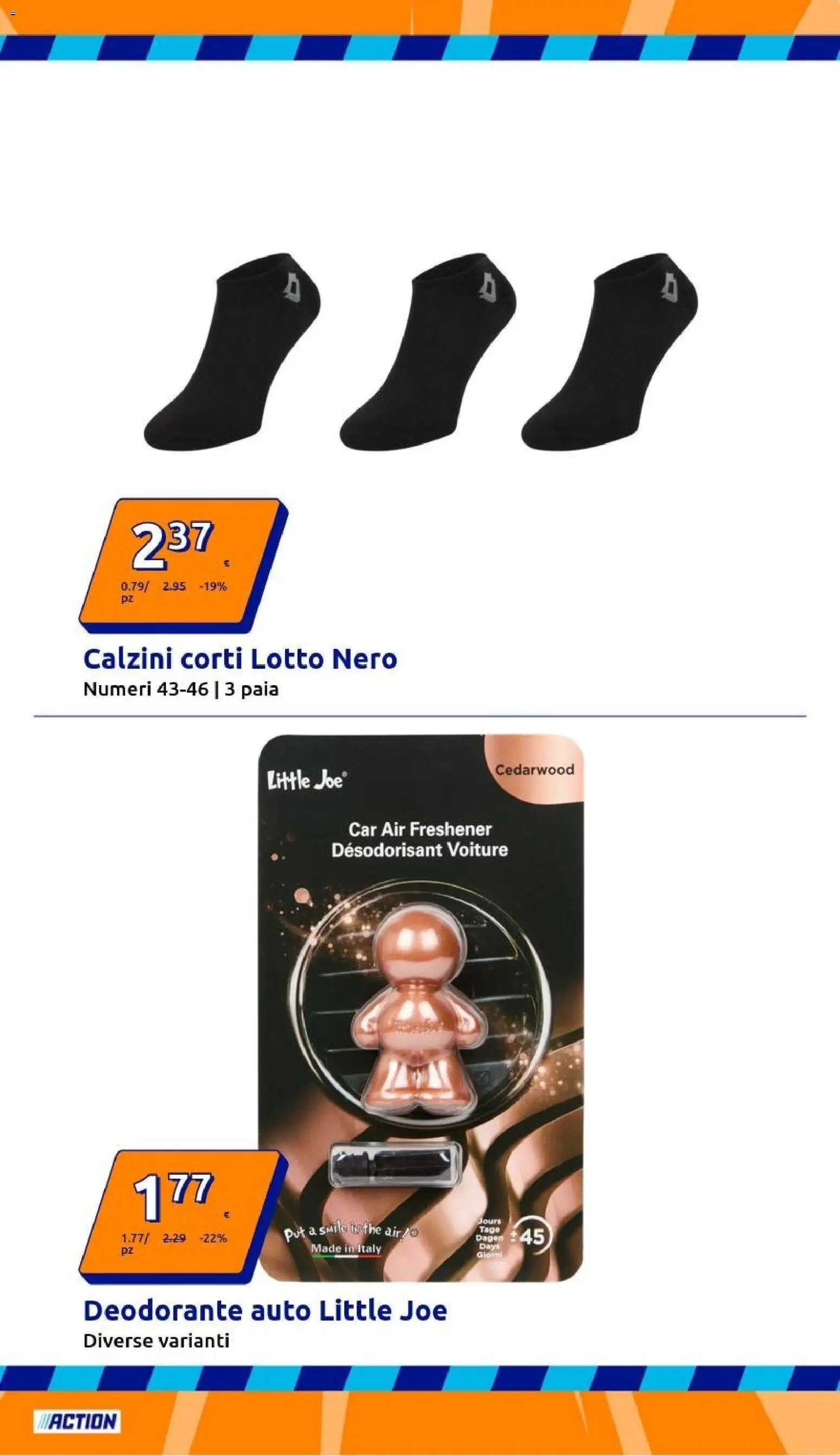Volantino Action del 14.01.2026 | Pagina: 5 | Prodotti: Deodorante auto, Deodorante, Calzini, The
