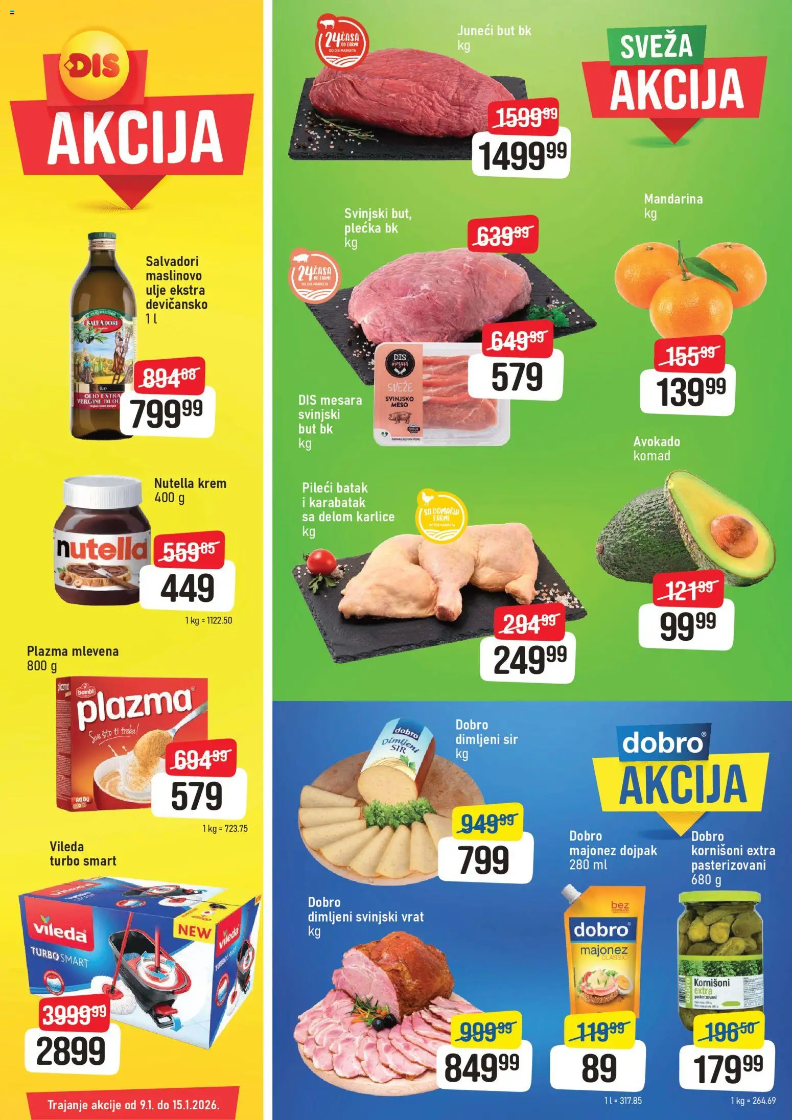 Super DIS katalog - važi od 09.01.2026 | Strana: 1 | Proizvode: Sto, Plazma, Avokado, Svinjski but