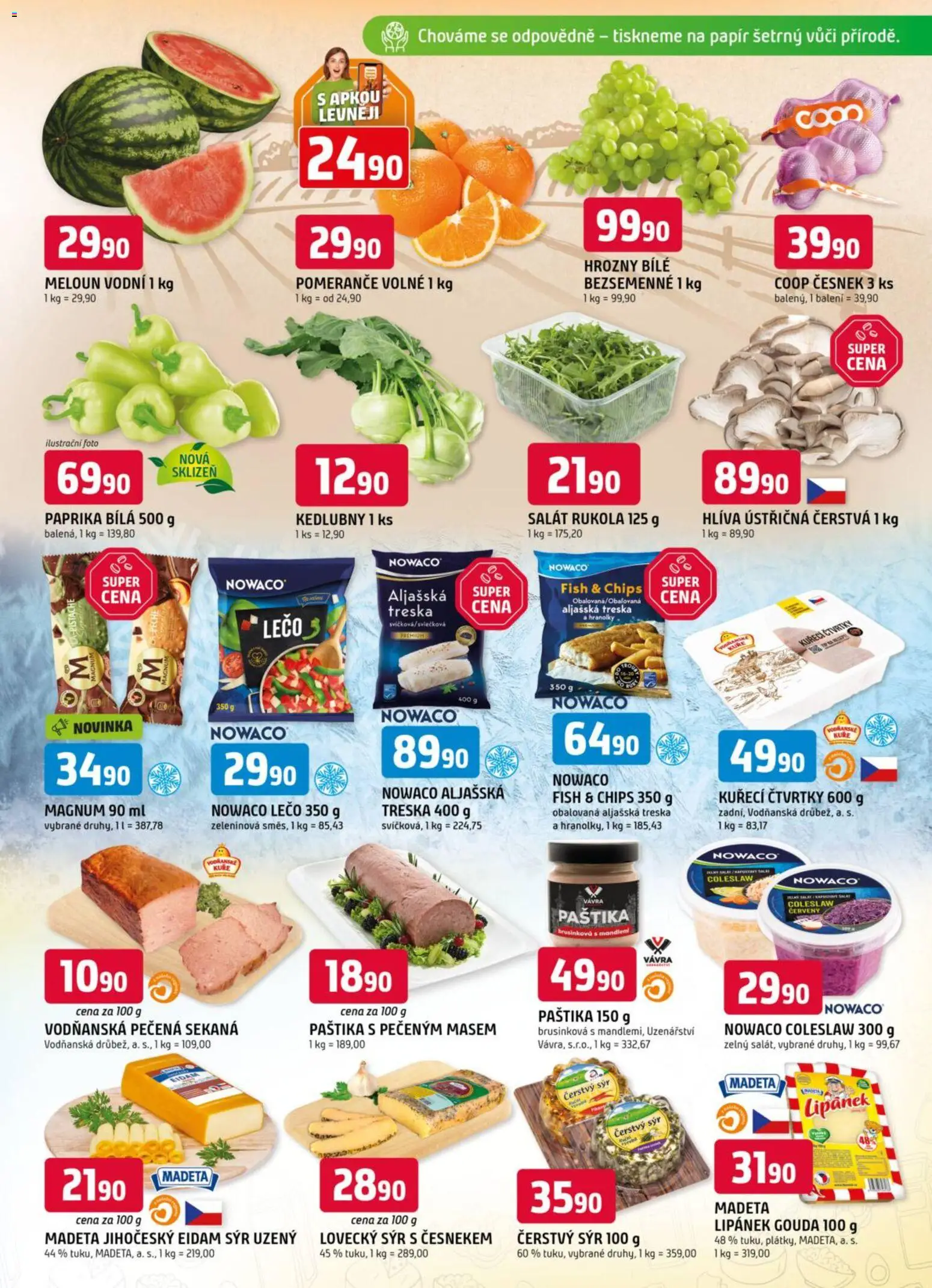 Trefa leták od 08.04.2026 | Strana: 3 | Produkty: Treska, Hranolky, Rukola, Magnum