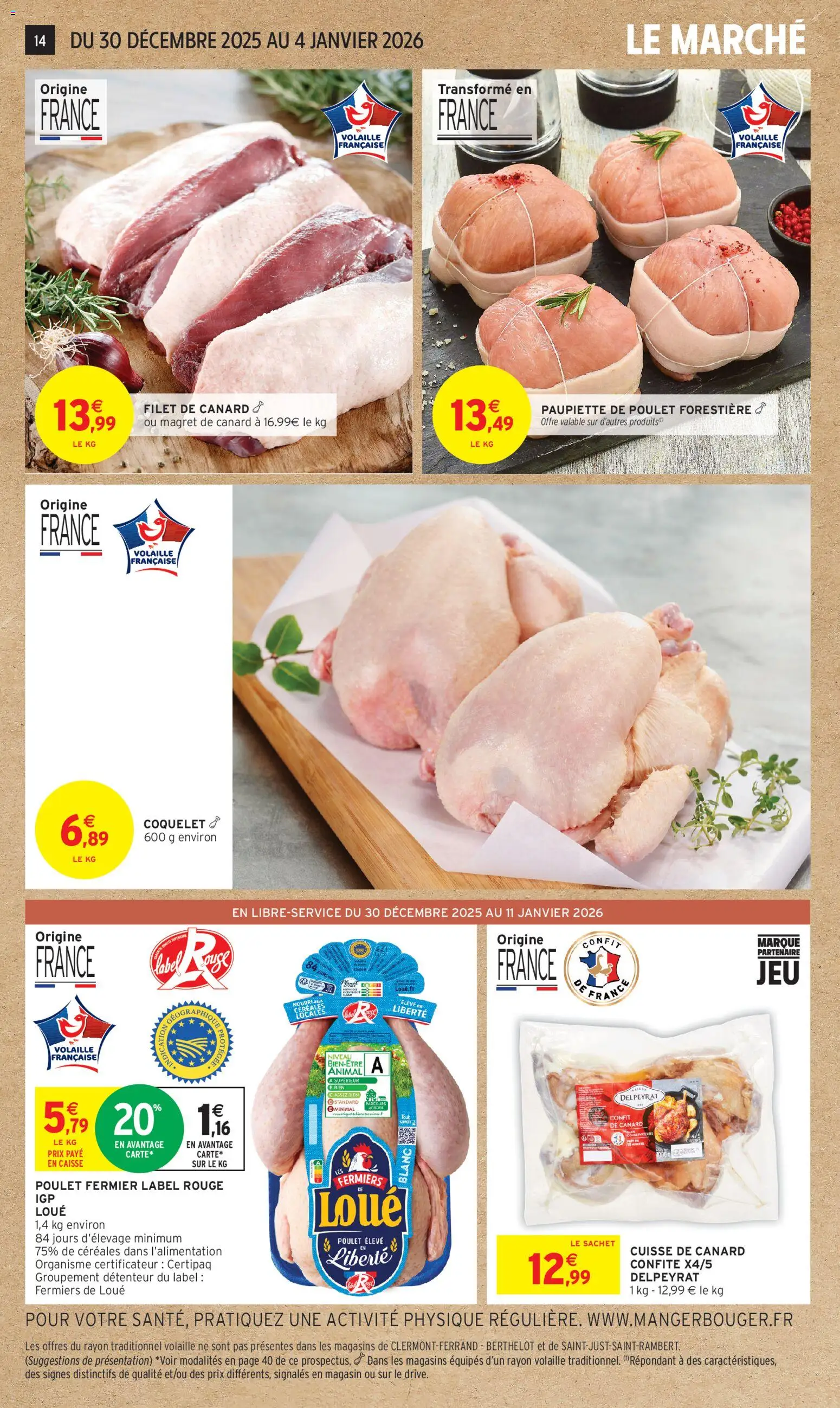 {H1} | Page: 14 | Produits: Magret de canard, Coquelet, Confit de canard, Céréales